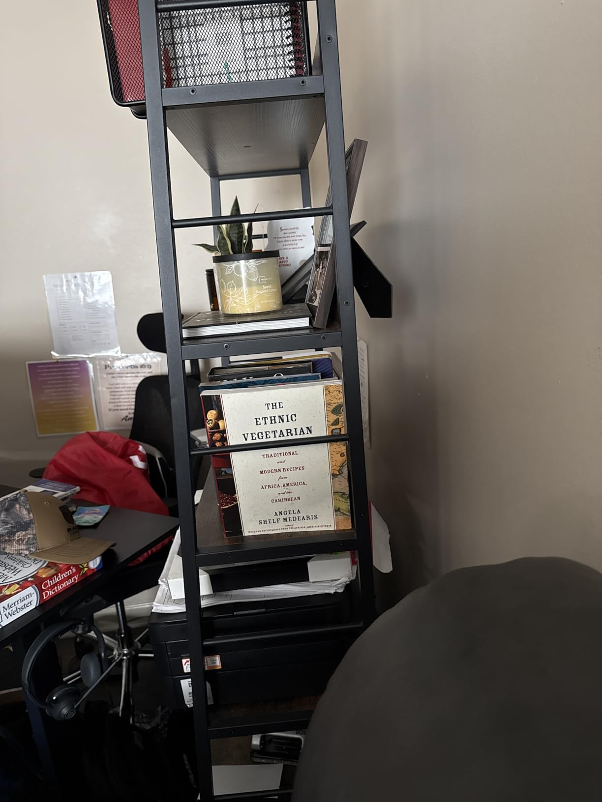 IRONCK 4 Tier Ladder Bookcase with Louvered Doors Rustic Brown | Bookshelf; Ladder Shelf;bottom cabinet; anti tip kit; for Bedroom Living Room Home Office customer photo 2