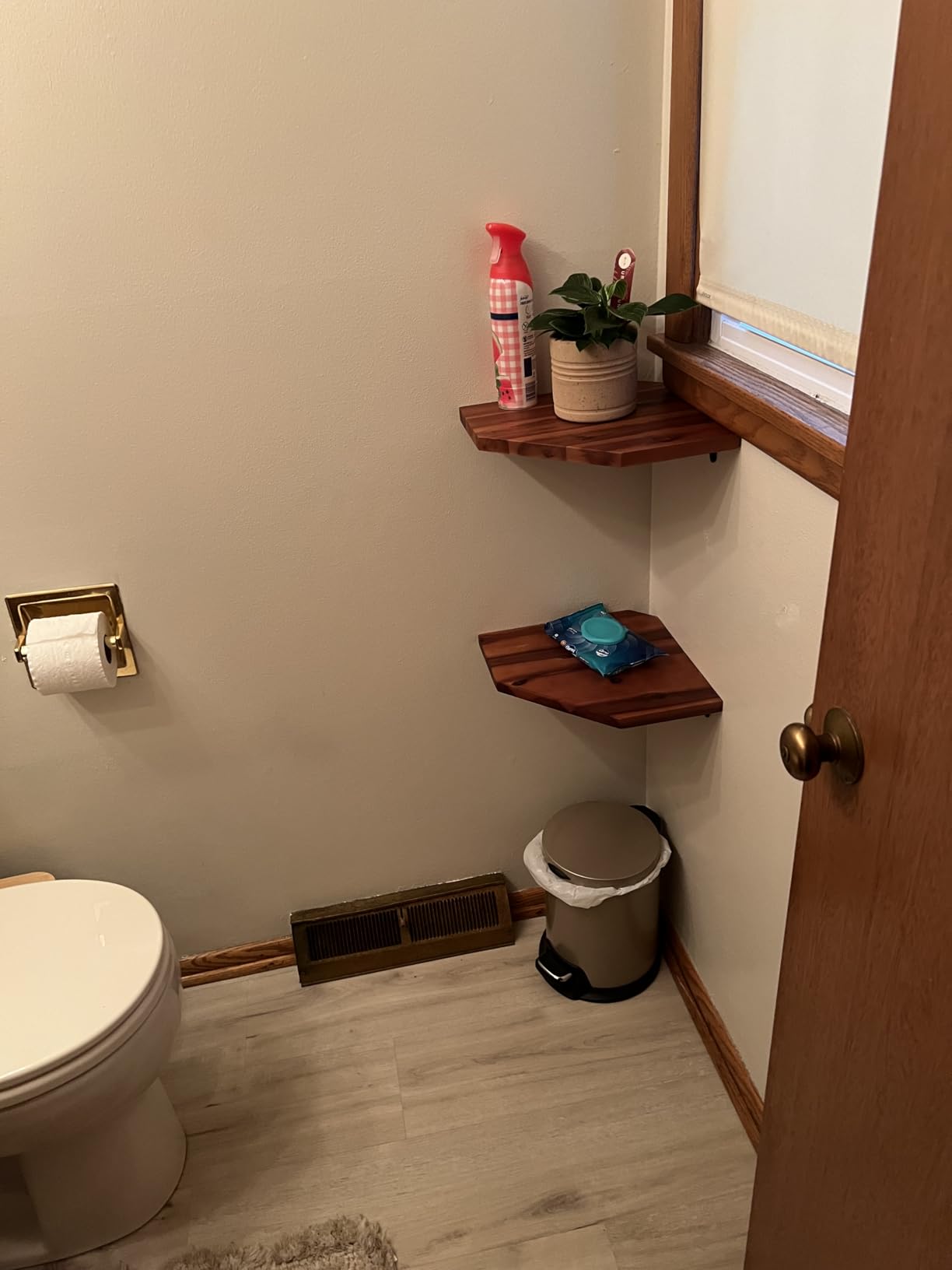 Demigo Corner Shelf Wall Mount, 2-Pack Acacia Wood Floating Corner Shelves | 11.8 x 16.5 in Wall Mounted Triangle Shelves for Bedroom, Living Room, Bathroom & Kitchen, Durable Storage Display Decor customer photo 1