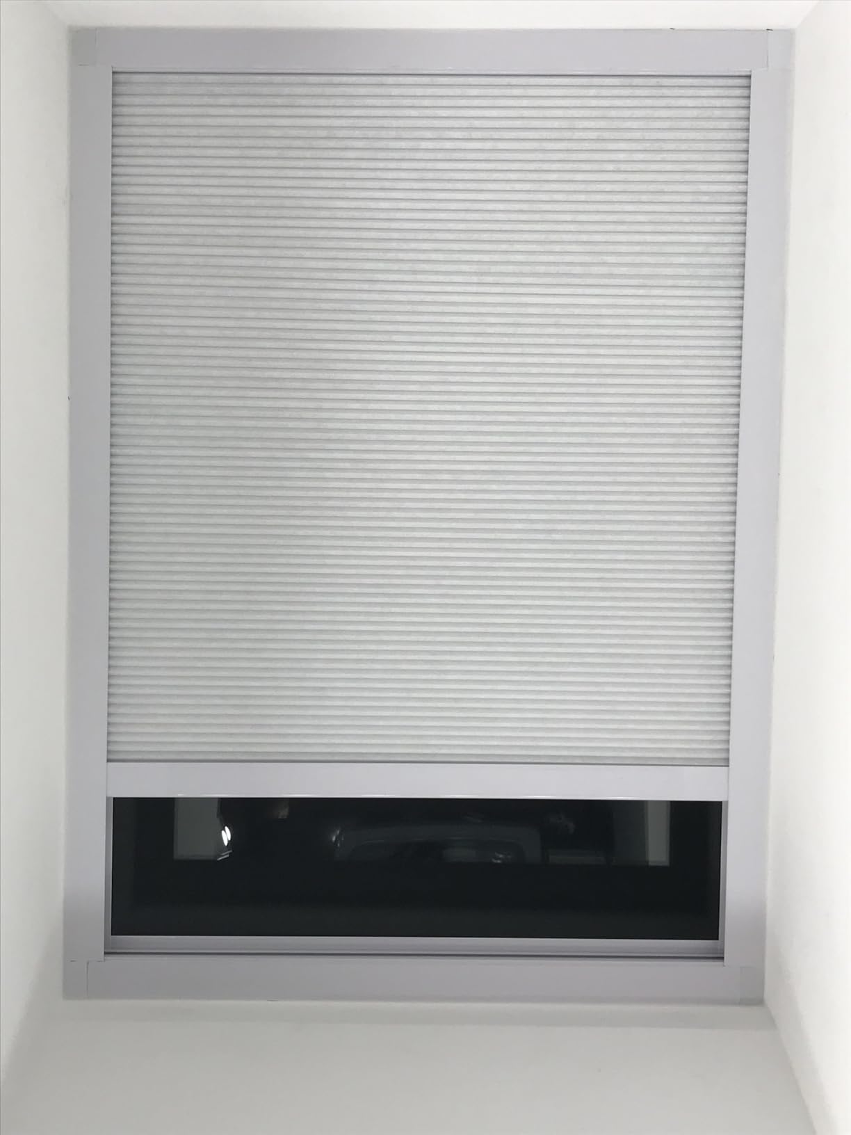 Motorized Skylight Cellular Shades (93020H White Sheer) | Custom fit for skylight & sloped windows | Honeycomb insulation | UV protection | Remote control | Smart control via hub customer photo 2