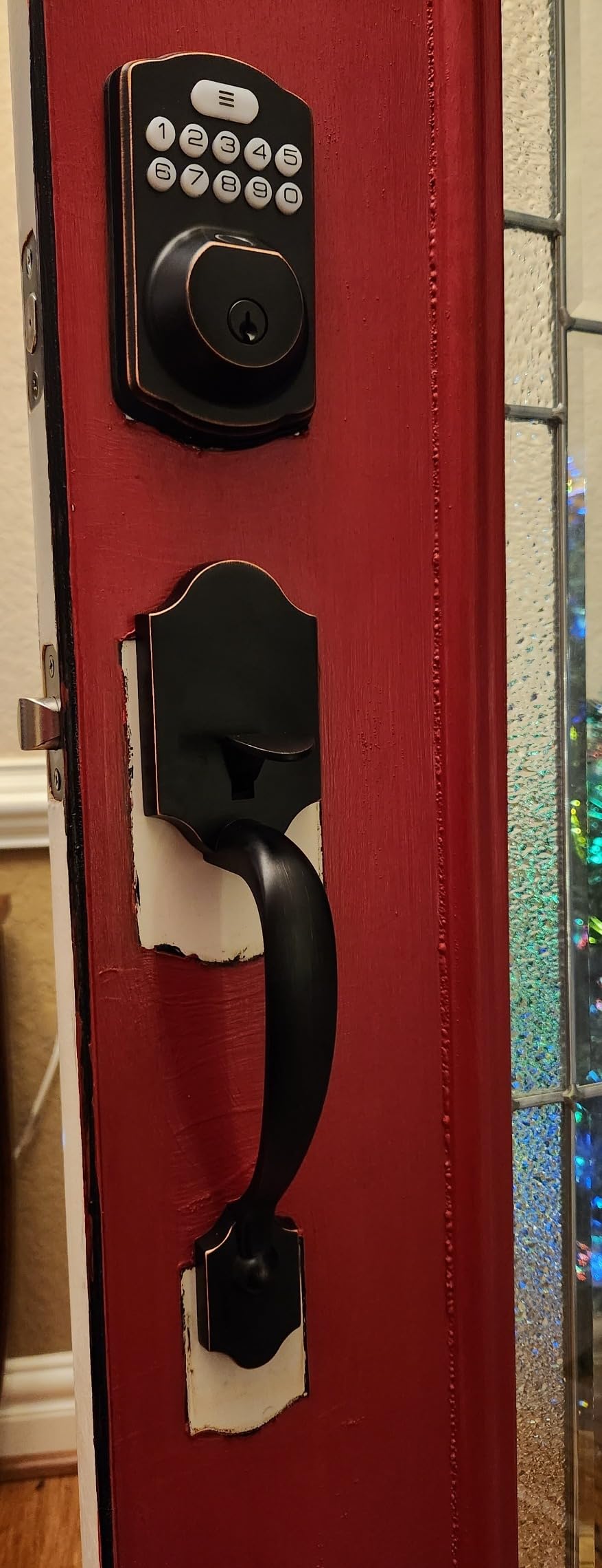 Veise Fingerprint Door Lock Set, Keyless Entry Door Lock, Front Handle Set, Electronic Keypad Deadbolt with Lever Handle, 2 Keys, Auto-Locking, One-time Codes, Easy to Install, Matte Black customer photo 2