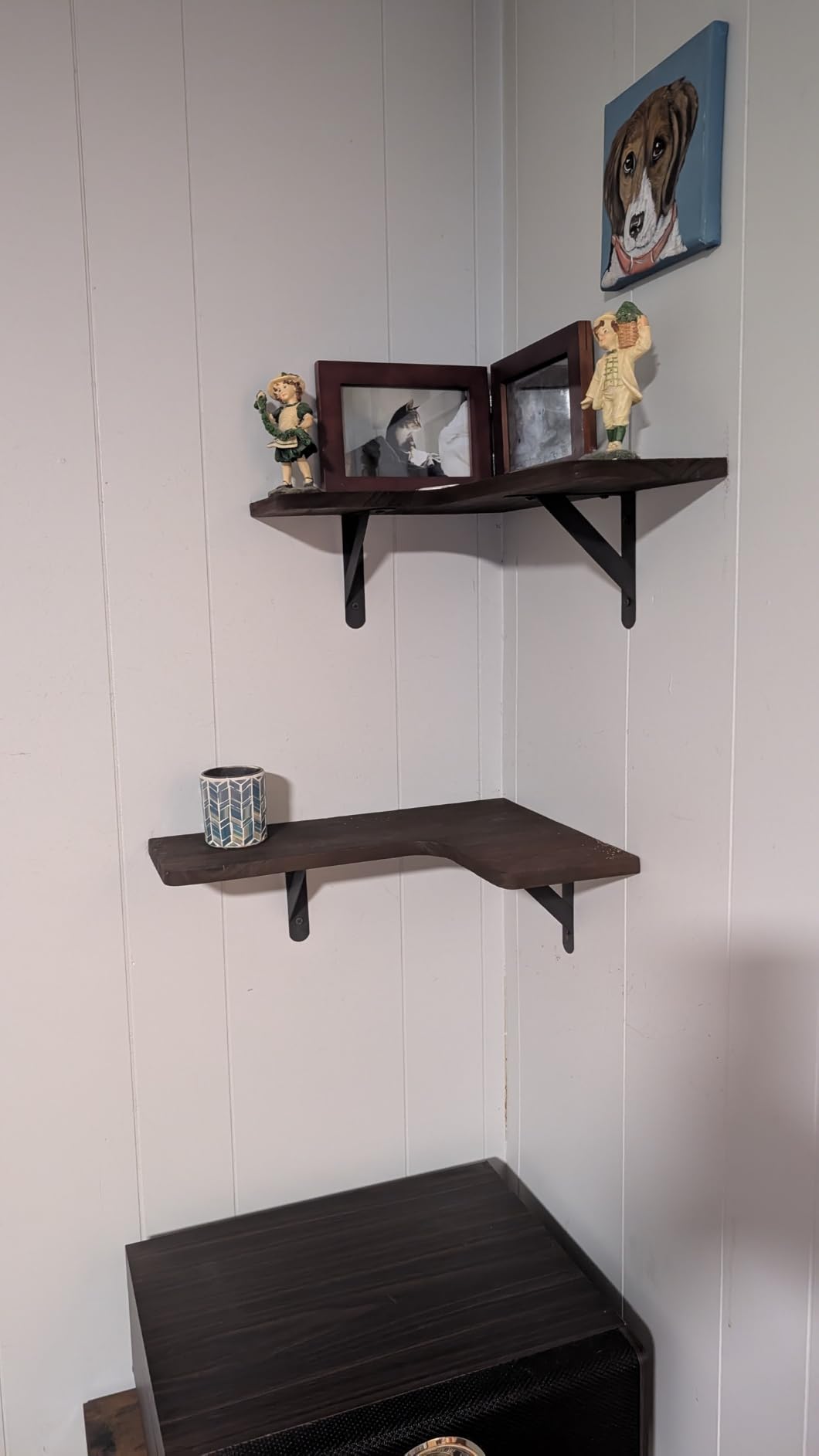 Fixwal Corner Shelves Wall Mounted Set of 5, Floating Shelves for Wall Bathroom, Kitchen, Bedroom, Home Decor, Laundry Room, Living Room (Black) customer photo 1