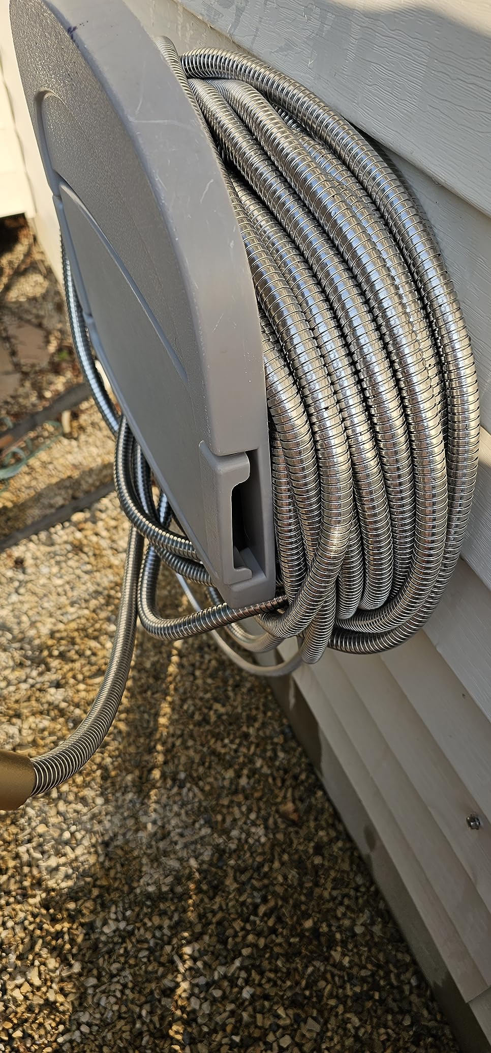Garden Hose Metal 50FT - Heavy Duty 304 Stainless Steel Water Hose with 8-Pattern Nozzle, Lightweight, Flexible, Puncture Proof, Kink-Free, High Pressure, Solid Metal Fittings for Yard, Outdoors, RV customer photo 2