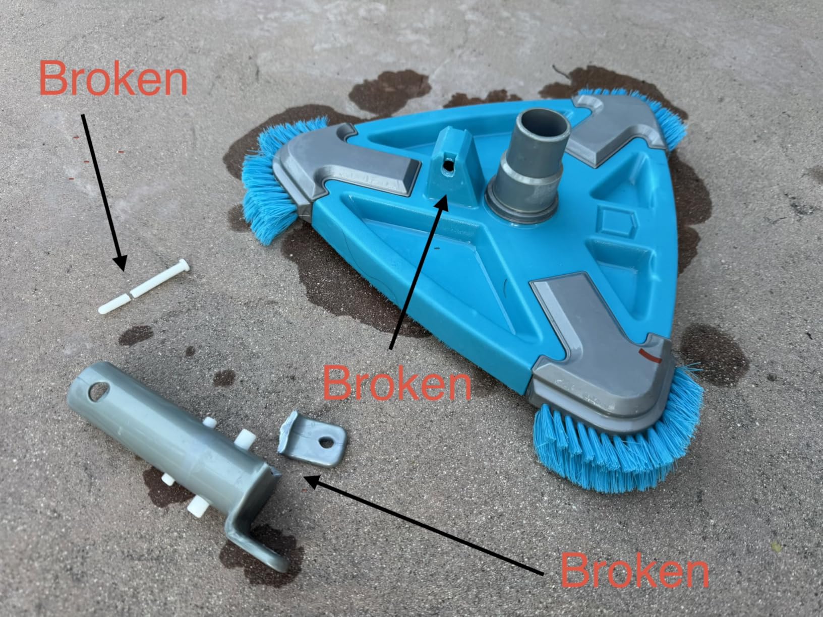 U.S. Pool Supply Deluxe Weighted Triangular Pool Vacuum Head with Side Brushes, Swivel Connection, EZ Clip Handle - For Above Ground & Inground Swimming Pools - Vinyl Liner Floor, Step, Corner Cleaner customer photo 1