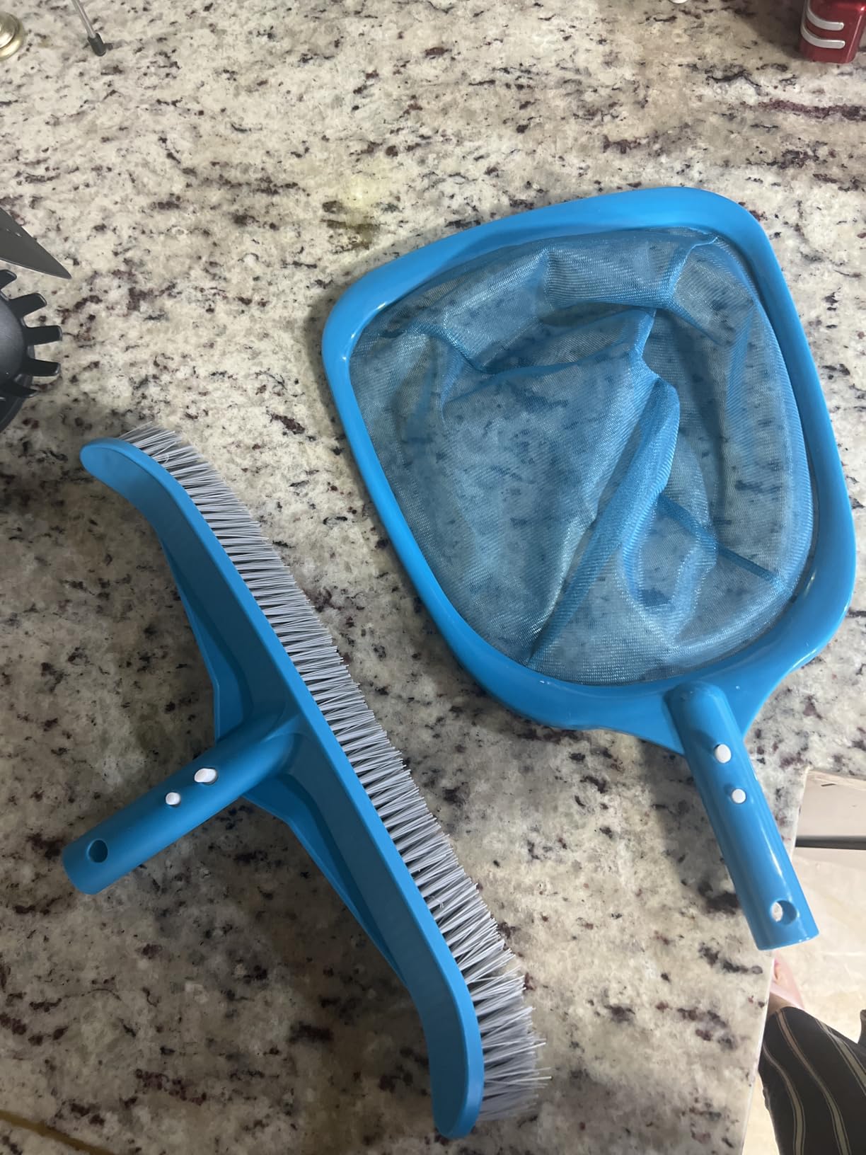 U.S. Pool Supply Pool Maintenance Kit with Leaf Skimmer Net, Brush, and Adjustable Telescopic Pole - 6