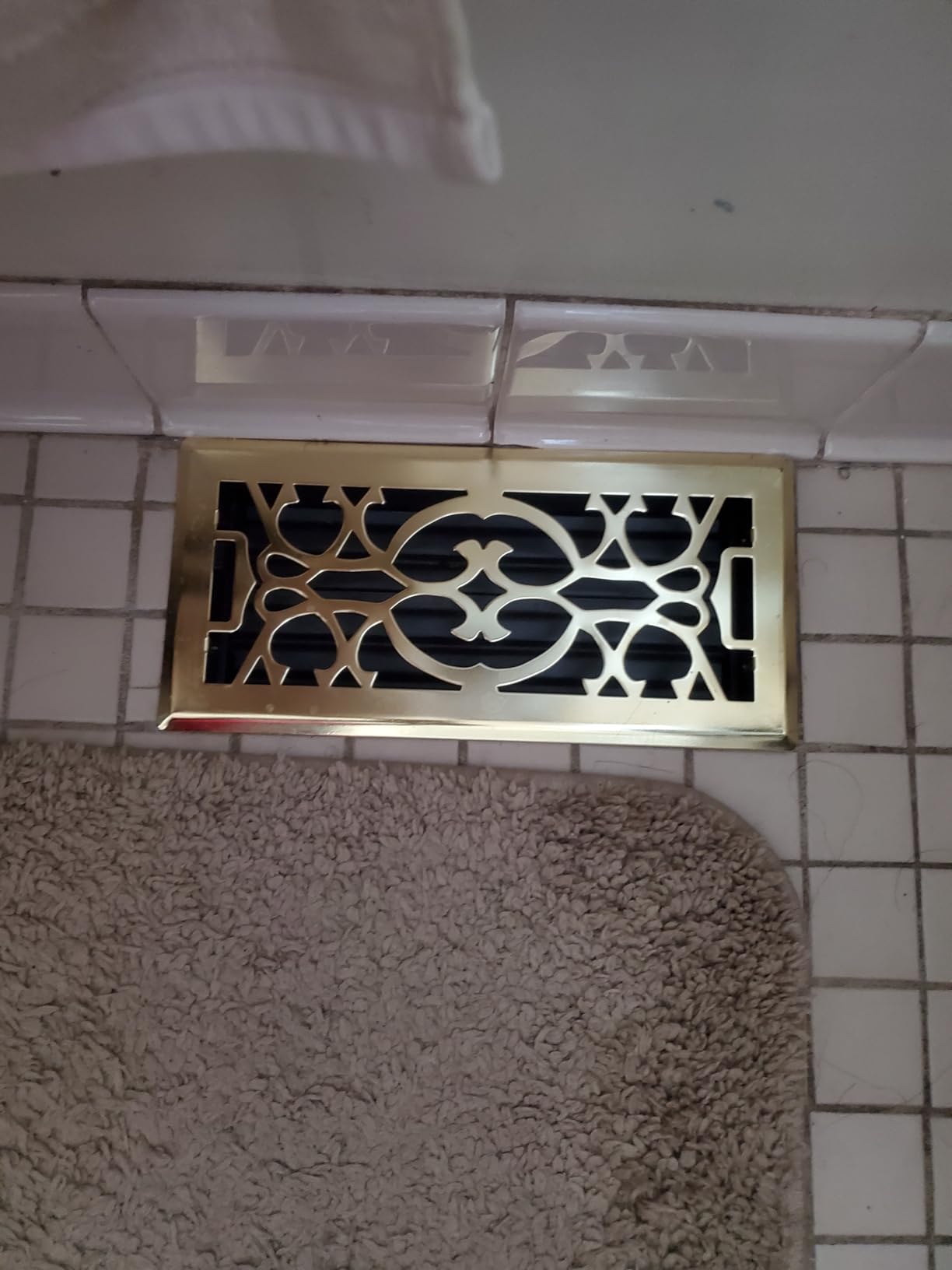 4X10 Floor Vent Covers Floor Register with Mesh Cover Trap, Heat and Air, Walkable Metal Floor Vent for HVAC Duct, Victorian, Polished Brass customer photo 2