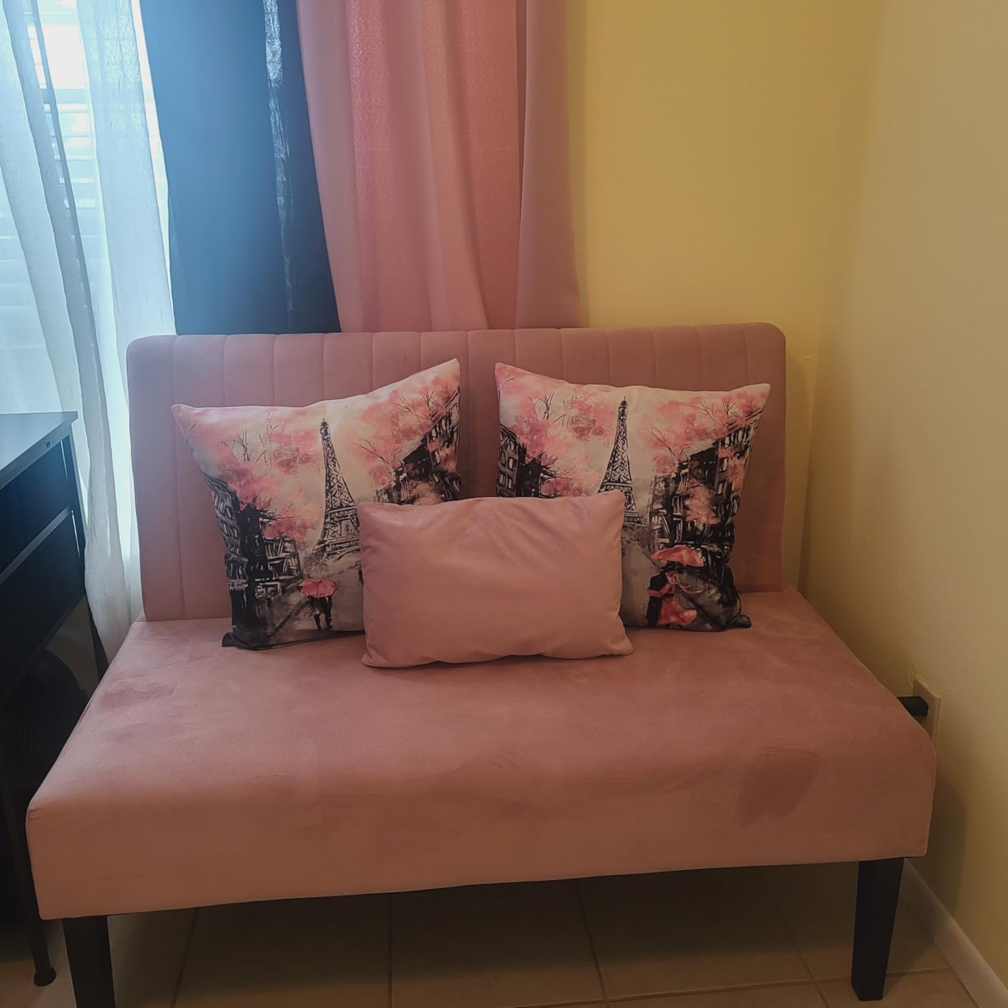 STHOUYN Mini Small Comfy Couch Armless Loveseat Sofa for Bedroom with USB Port, Velvet Couches for Small Spaces Living Room, Apartment Office Dorm (Grey) customer photo 2