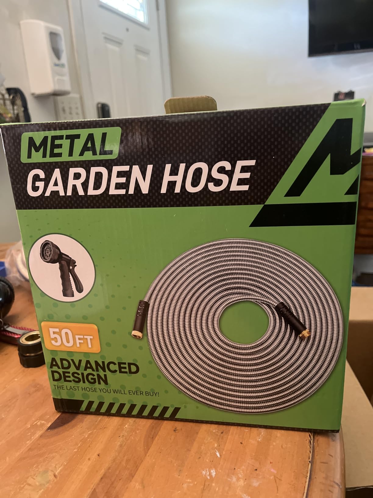 Garden Hose 50ft, Heavy Duty Stainless Steel Water Hose with 10 Functional Nozzles, No Kink, Lightweight and Flexible, Easy to Use and Store, Strong and Sturdy, Suitable for Yard and Lawn customer photo 1