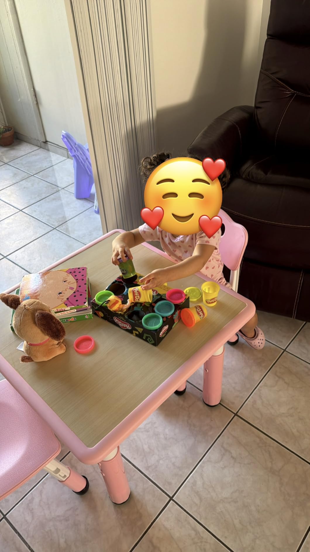 FUNLIO Kids Table and 2 Chairs Set, Height Adjustable Toddler Table and Chair Set for Ages 3-8, Easy to Wipe Arts & Crafts Table, CPC & CE Approved, Natural customer photo 2
