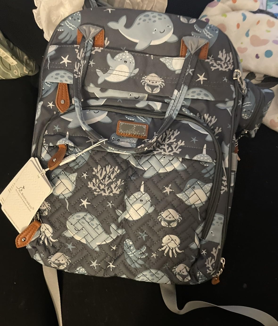 BabbleRoo Diaper Bag Backpack - Baby Essentials Travel Bag - Multi Function Water Resistant Diaper Bag, Travel Essentials Baby Bag with Changing Pad, Stroller Straps & Pacifier Case - Sage Green customer photo 1