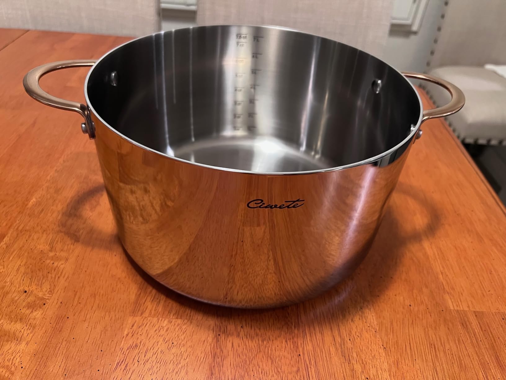 Ciwete Stock Pot 12 Quart, 18/10 Tri-Ply Stainless Steel Whole Clad Stock Pot with Lid, Seamless 12 QT Cooking Pot with Copper Handle, Healthy Stockpots, Induction, Gas, Oven and Dishwasher Safe customer photo 1