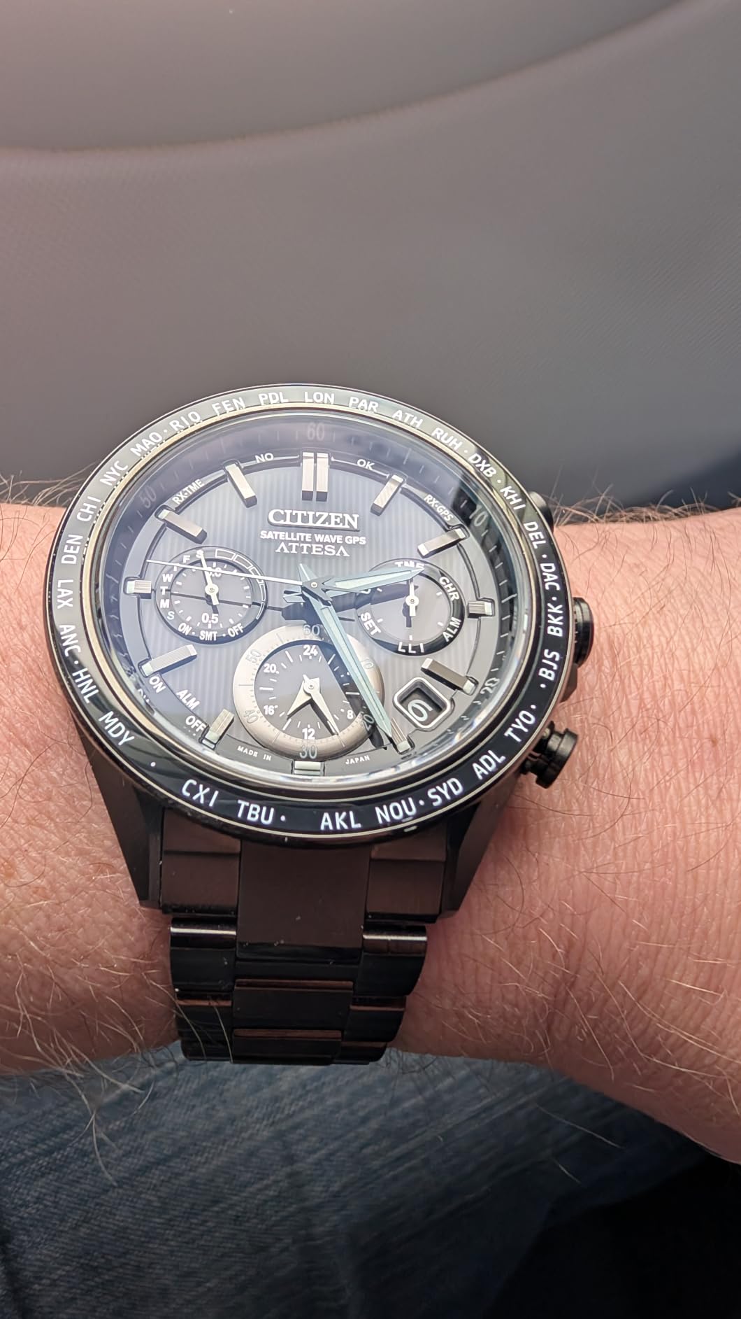 Citizen Men's Eco-Drive Attesa Satellite Wave GPS Chronograph, Black Super Titanium with DLC Coated Case & Bracelet customer photo 1