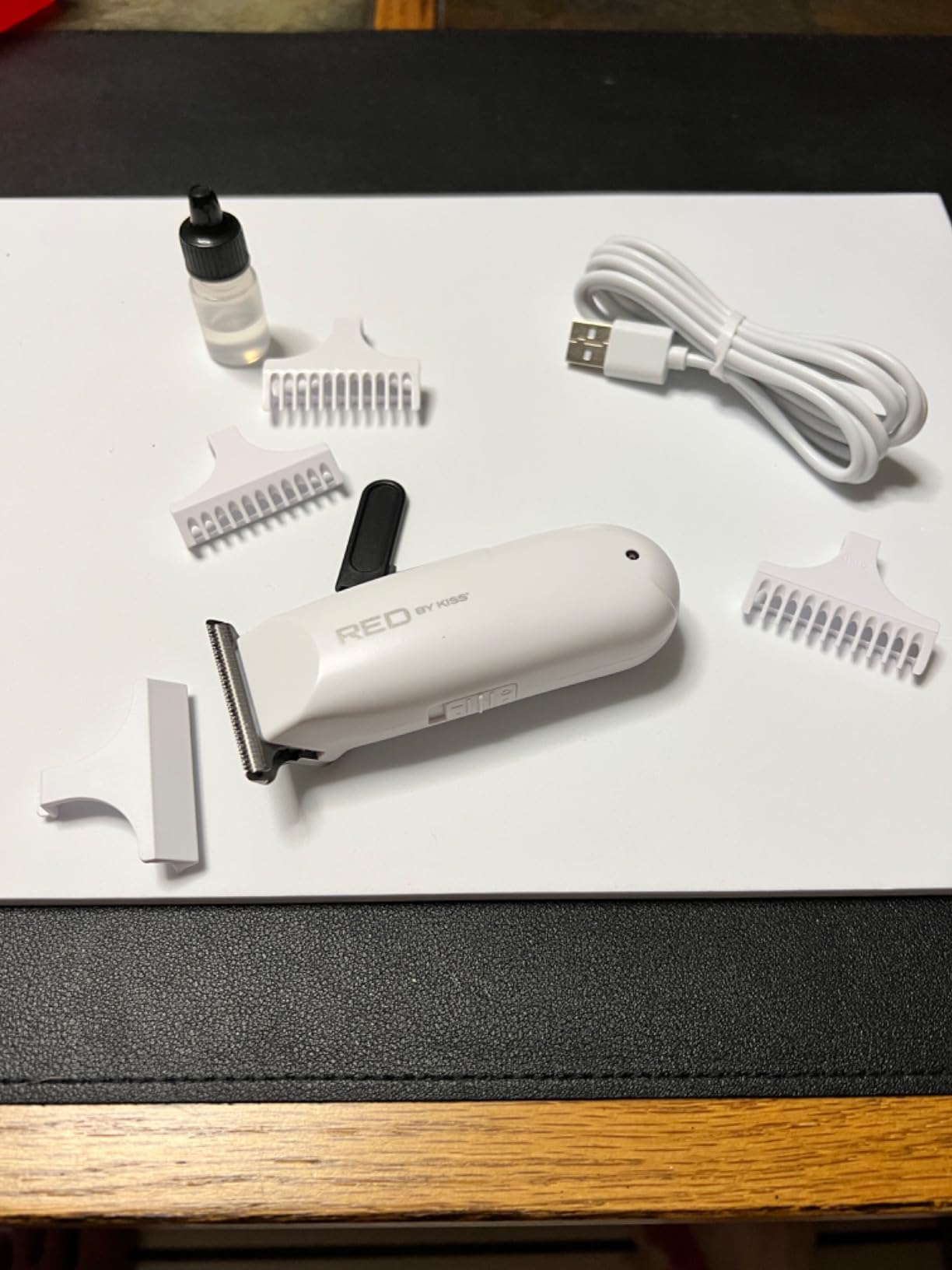 Red by Kiss Hair Clipper, Mini Cordless Hair Trimmer, Long Lasting Hair Cutting Kit, USB-C Rechargeable Haircut Beard Trimming Clippers for Men Women Kids, Portable Grooming Kit (White) customer photo 2