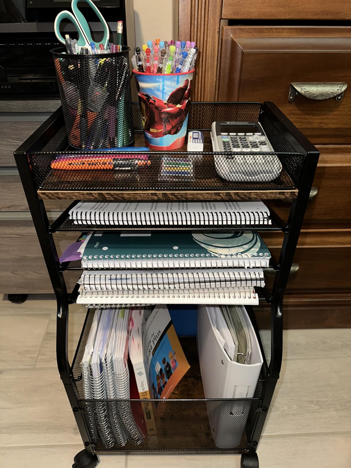 3IngSeagulls Rolling File Cart, 5-Tier Mobile Filing Cabinet on Lockable Wheels, Under Desk Storage, Mesh Sliding Hanging Folder, Office Storage & Organization Cabinet for Office, Home, and School customer photo 2