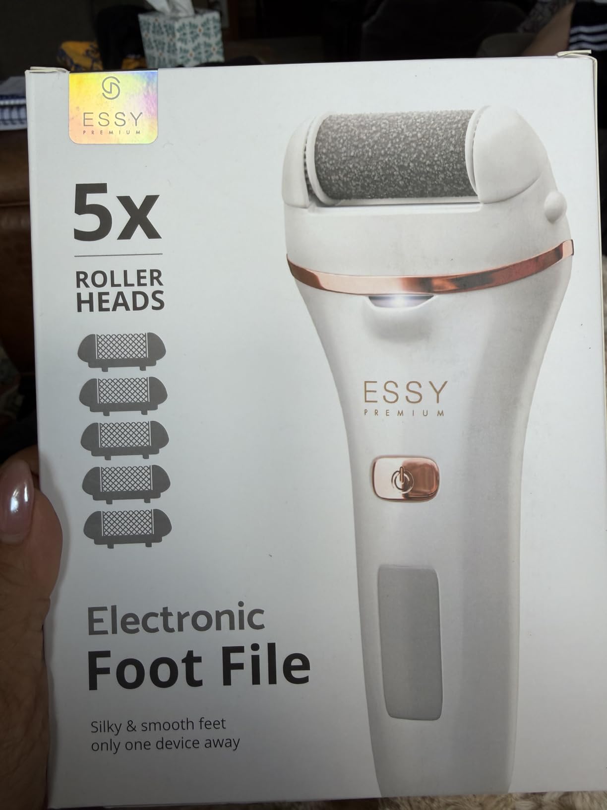 Essy Electric Foot File Rechargeable with 5 Replacement Rollers (White) | For Women's, Men's Smooth Feet, Waterproof, USB Charging, Pressure-Lock Safety customer photo 1