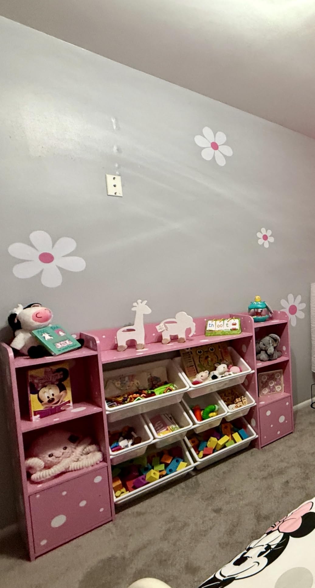 FOTOSOK Toy Storage Organizer with 8 Toy Bins, Toy Organizer Kids Bookshelf with 6 Storage Cubbies, Stuffed Animal Storage Organizer, Playroom Storage and Toy Chest, White customer photo 2