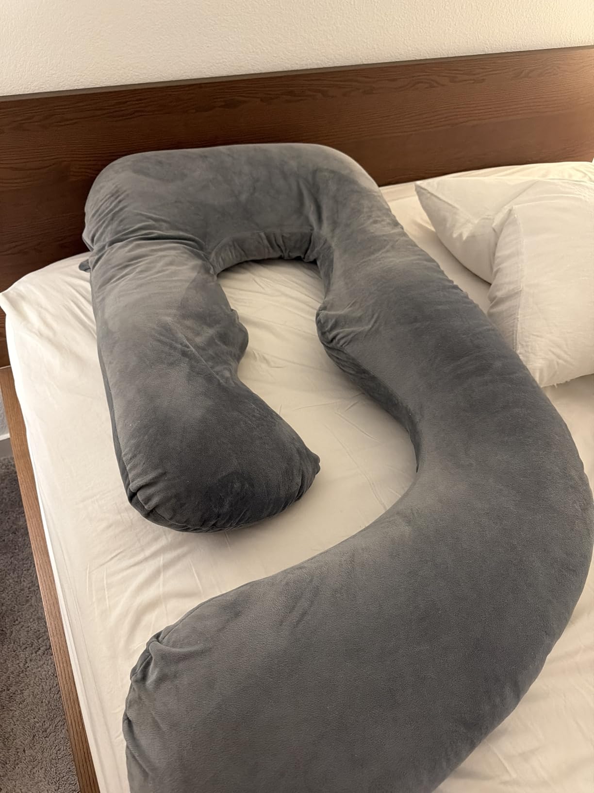 MOON PINE Pregnancy Pillow, U Shaped Full Body Pillow for Maternity Support, Sleeping Pillow with Cover for Pregnant Women (Dark Grey) customer photo 1
