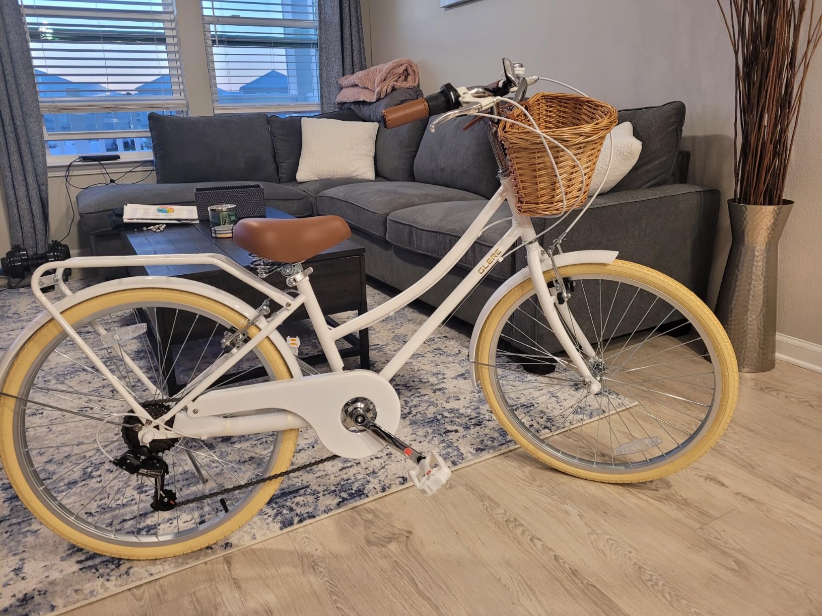Glerc 20 24 26 Inch Beach Cruiser Bike, 6-Speed Hybrid City Bicycle for Girls Youth with Wicker Basket & Lightweight, Multiple Colors customer photo 2