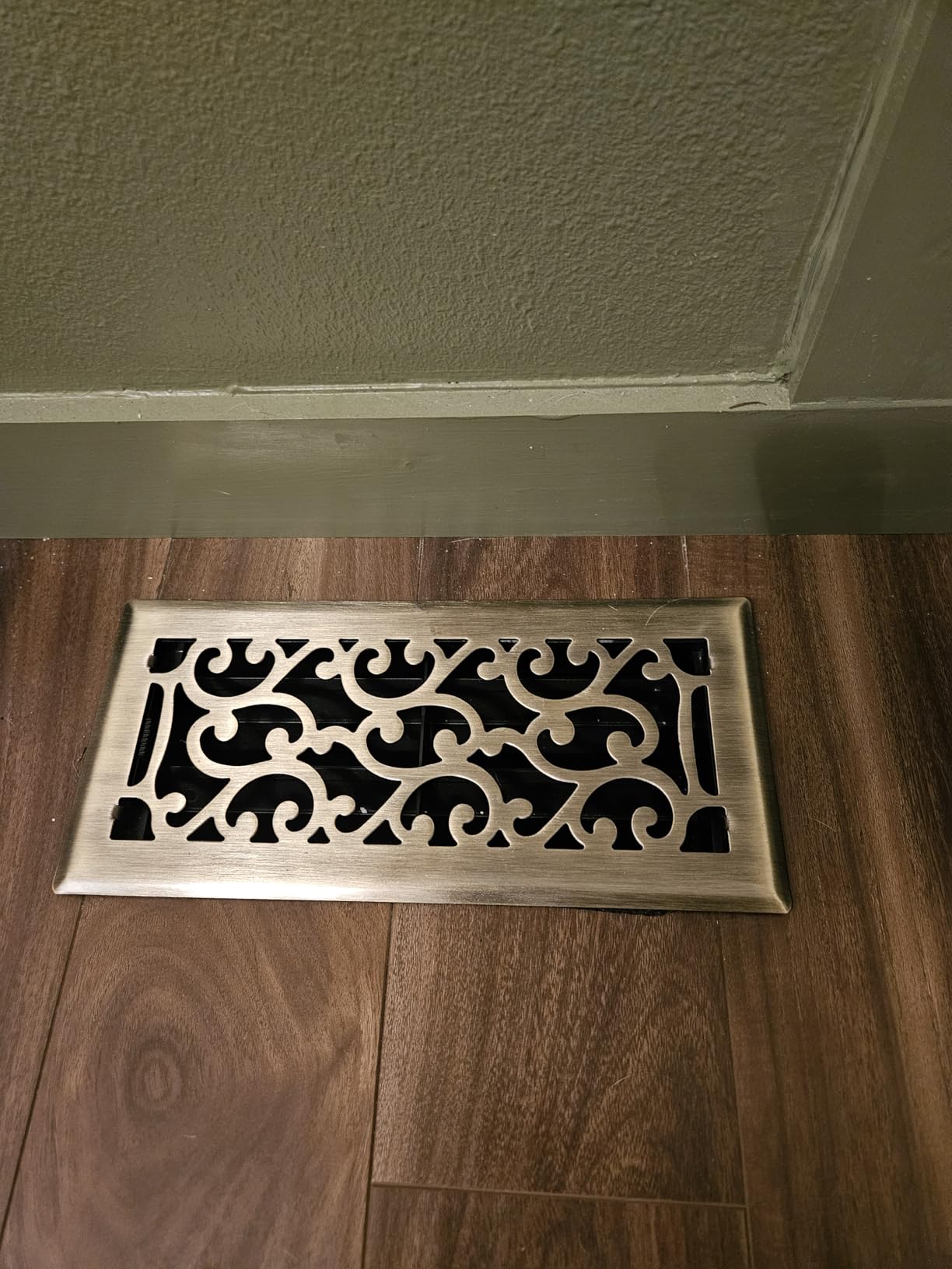 4x10 Inches Heavy Duty Walkable Floor Register - Easy Adjust Air Supply Lever Decorative Floor Vent Covers - Savannah Design Vent Covers for Home - Antique Brass customer photo 2