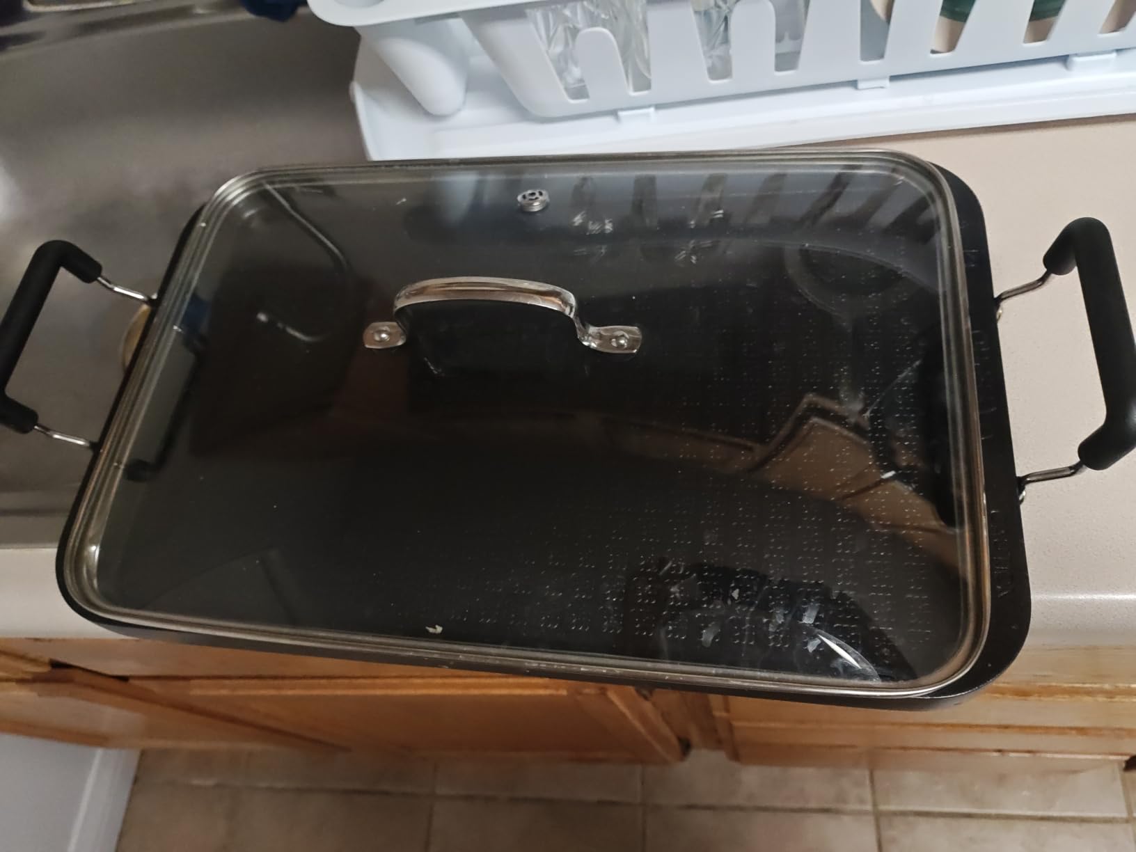 2 Burner Griddle Pan with Glass Lid, Stove Top Flat for Glass Stove Top, Aluminum Pancake, Non-Stick for Gas Grill, Double Burner Camping customer photo 1