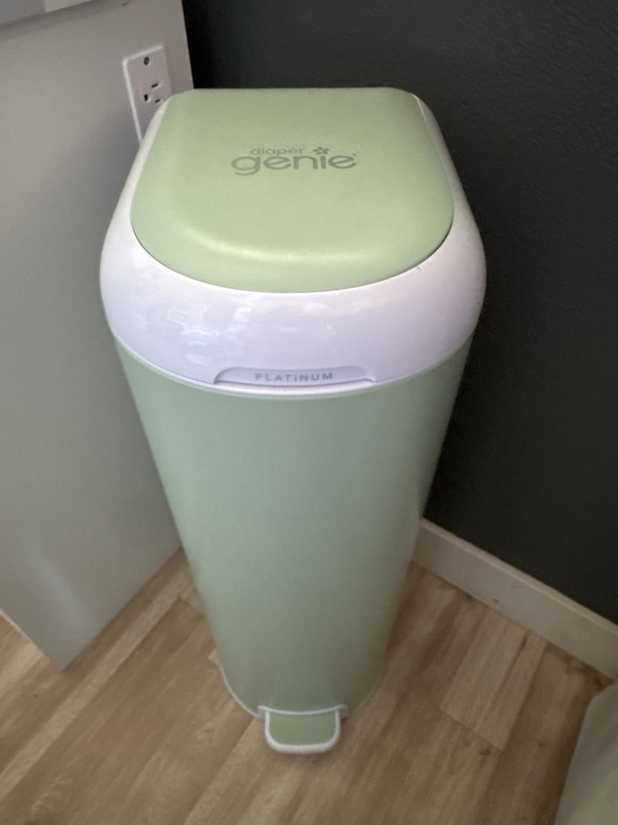 Diaper Genie Platinum Pail (Lily White) - Durable Stainless Steel, Includes 1 Easy Roll Refill with 18 Bags customer photo 1