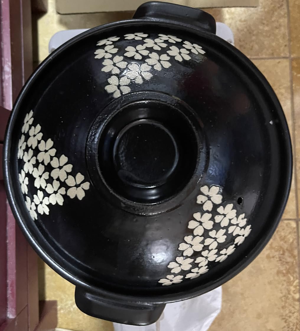 Banko-yaki Donabe Clay Pot - Authentic Japanese Earthenware with Cherry Blossom Design - Ideal for Cold Season Cooking - Made in Japan (Cherry Blossom, 3-5 people) customer photo 2