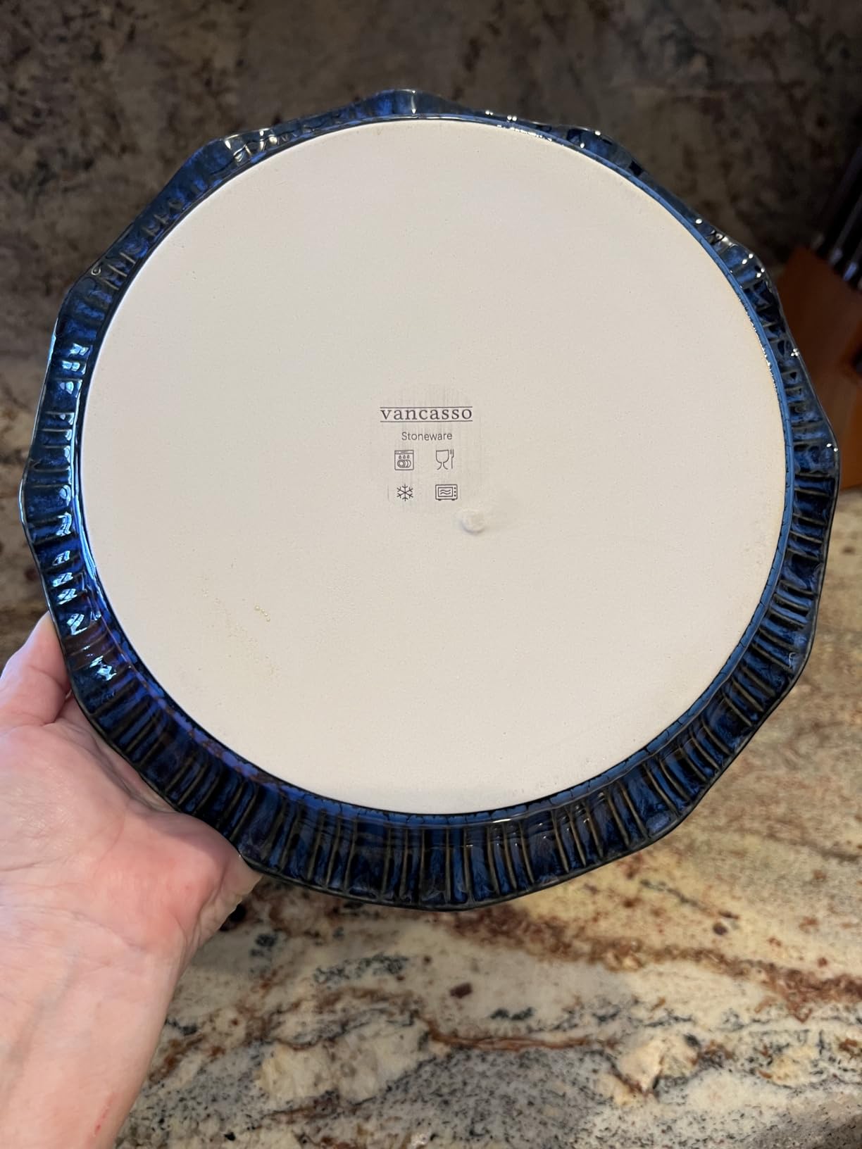 vancasso Ceramic Pie Pan for Baking, 9 inch Deep Pie Plates for Apple Pie, Pot Pie, Tart and Quiche, Reactive Glaze Fluted Pie Pans, Large Pie Dish with Ruffled Edge, Blue, STERN Series customer photo 2