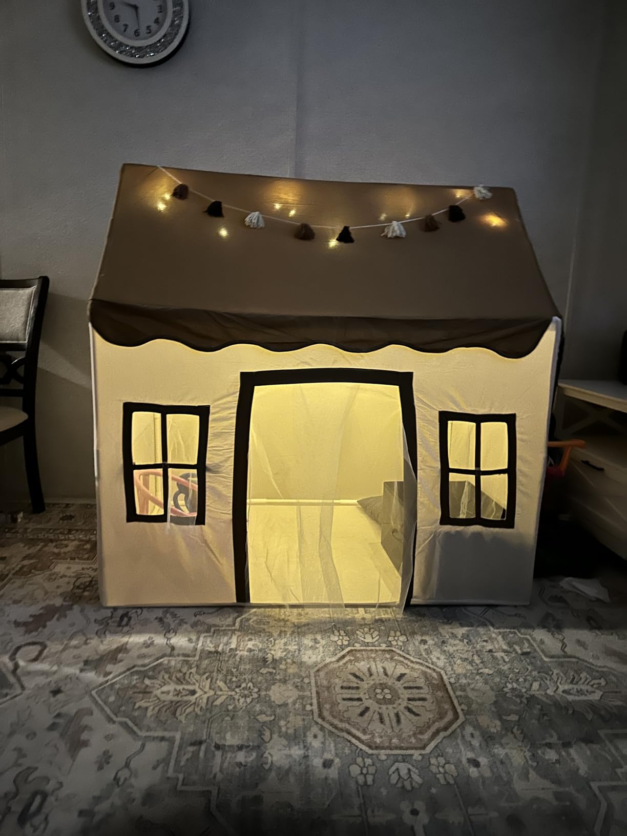 Play Tent with Mat, Star Light, Large Kids Playhouse with Windows Easy to Wash, Indoor and Outdoor Play Tents for Kids, Little Dove Toys for Girls, Boys, 52x35x52 customer photo 2