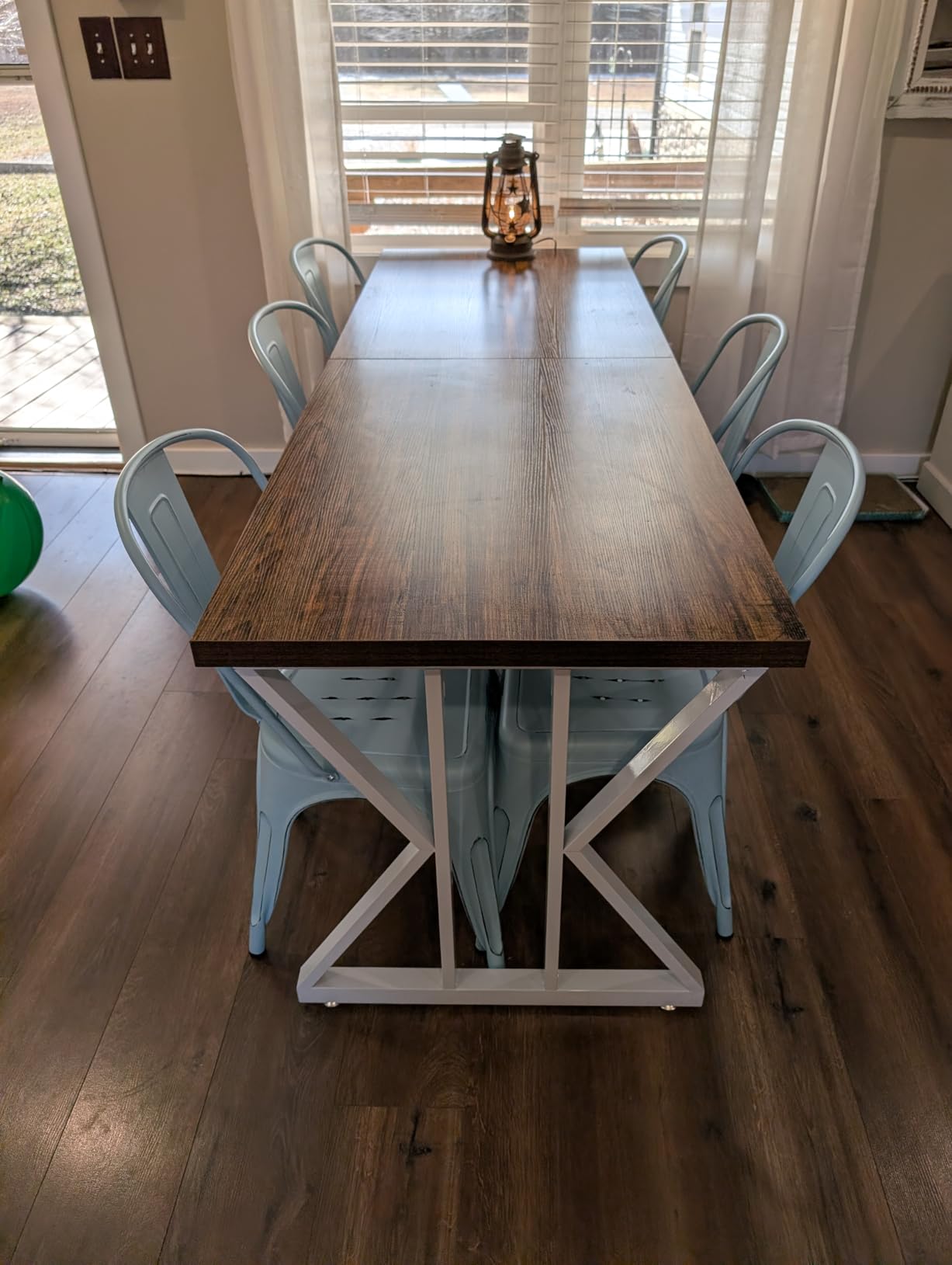 Tribesigns Farmhouse Dining Table for 6-8 People, 78.7-Inch Rectangular Wood Dining Table, Rustic Kitchen Table with Heavy Duty Metal Legs for Dining Room customer photo 2