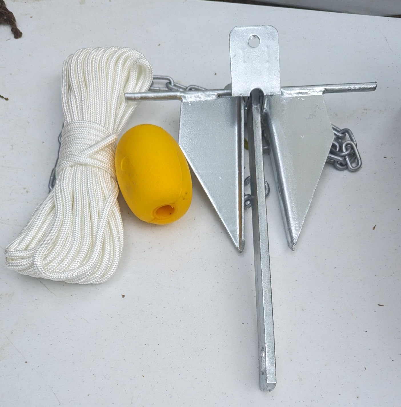Boat Anchor Kit with Float, Chain & Rope, Hot-Dipped Galvanized Steel Fluke Anchor Helps Prevent Rope Scratches & Propeller Tangles, 4.5/8.8/13/17.6 LB Sizes customer photo 1