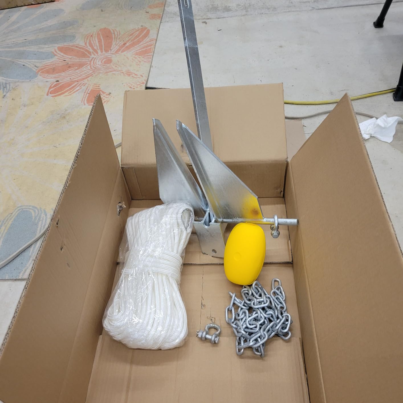 Boat Anchor Kit with Float, Chain & Rope, Hot-Dipped Galvanized Steel Fluke Anchor Helps Prevent Rope Scratches & Propeller Tangles, 4.5/8.8/13/17.6 LB Sizes customer photo 2