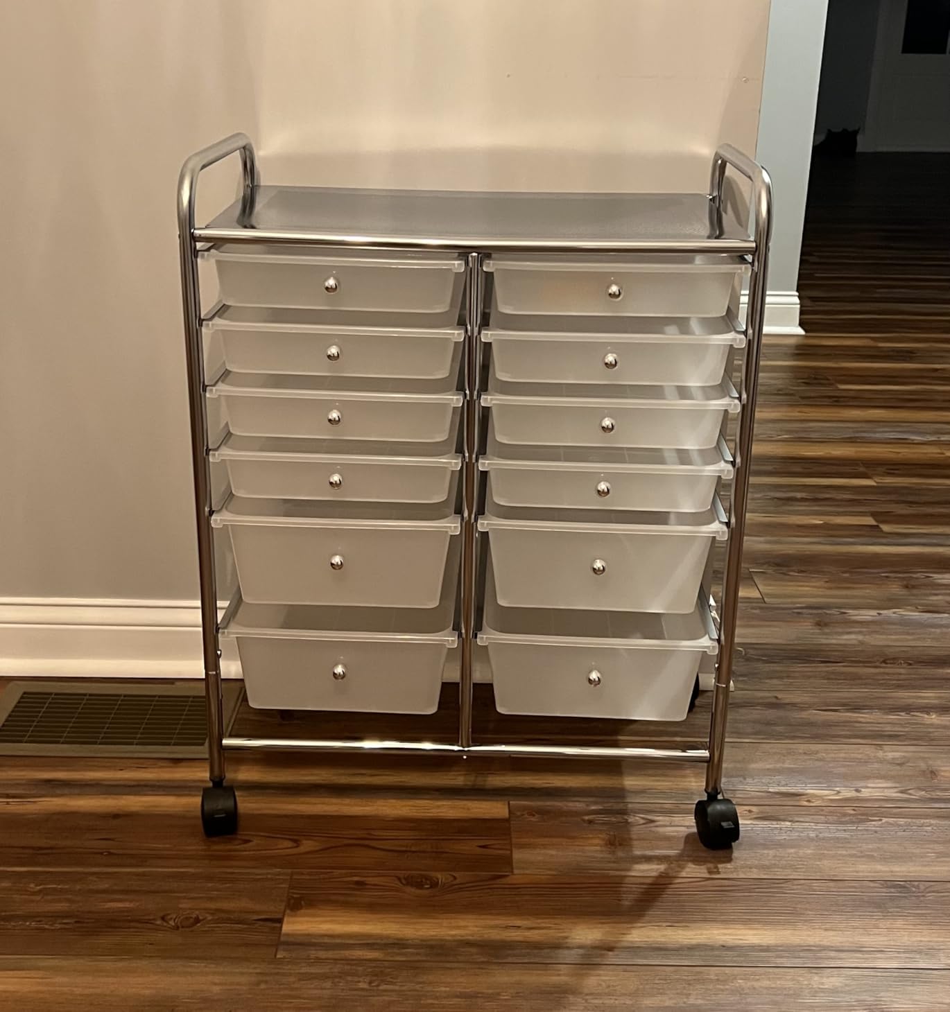 Simple Houseware 15 Drawers Rolling Utility Cart Art Craft Storage, Chrome | 2-Column, 35.8