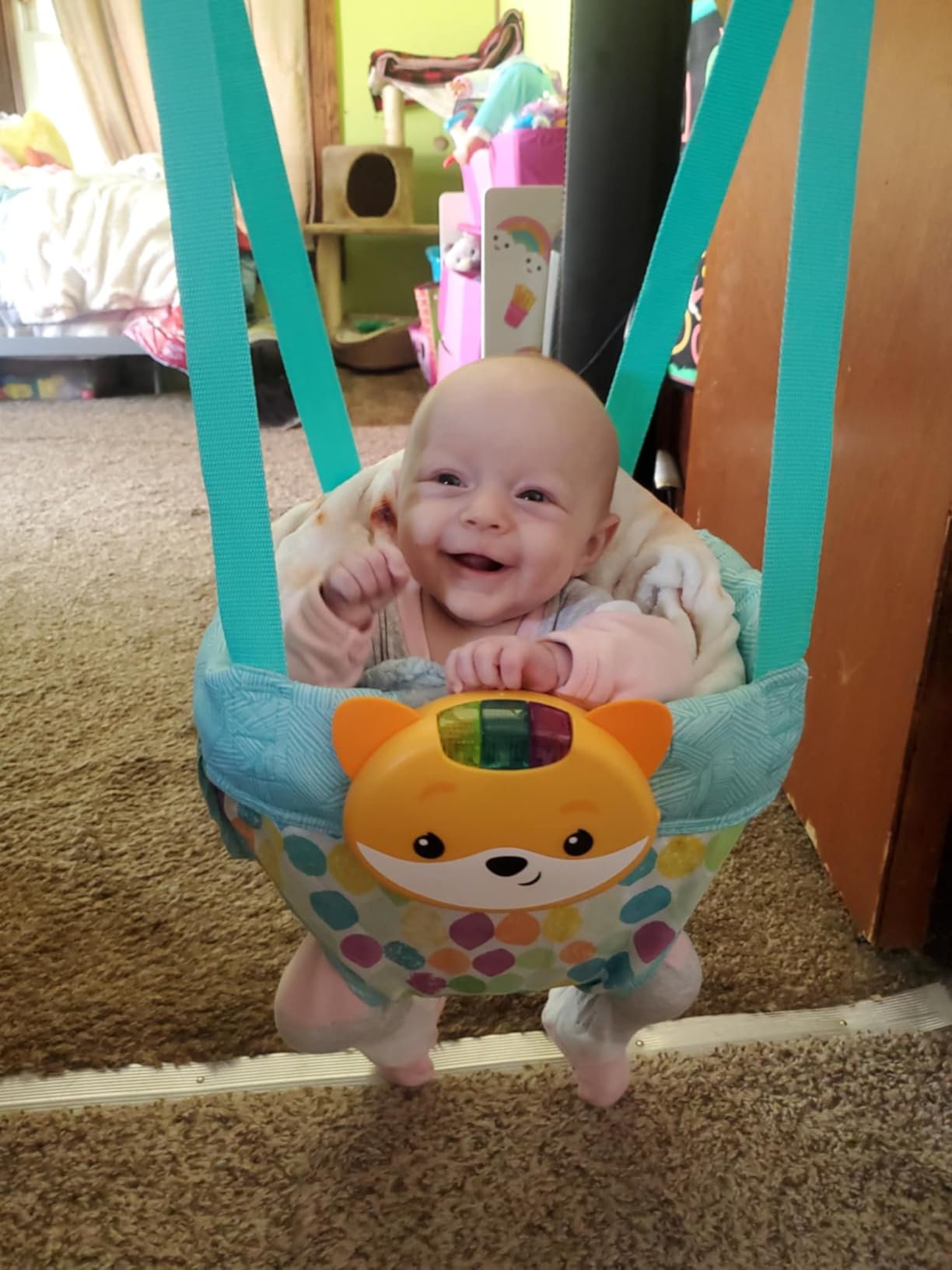 Infantino 2-in-1 Music & Lights Fox Doorway Jumper, 4+ Months customer photo 1
