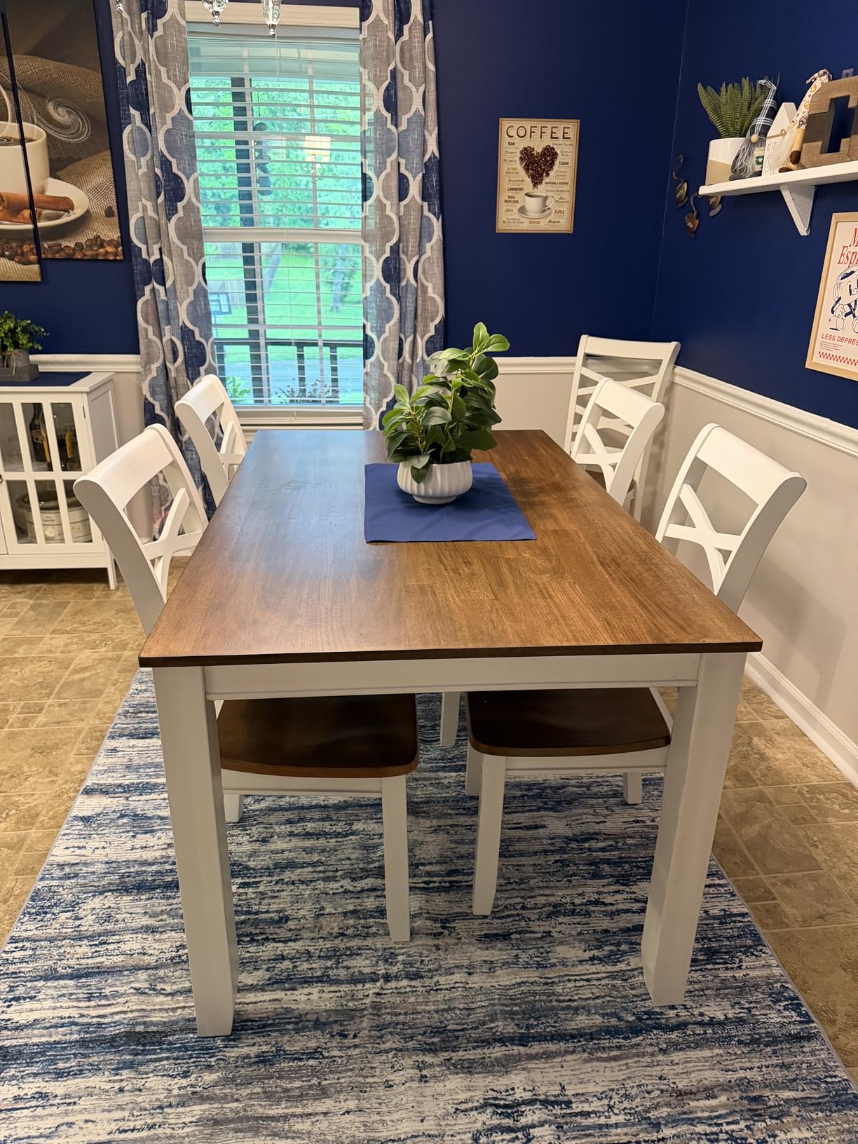 Lexicon Dining Table Set for 6 with Chairs, Wood 7 Piece Farmhouse Dining Room Table and Chairs Set of 6, Cross Back, Easy Assembly Seater for Indoor Home, Dinner, Kitchen, Cherry/White customer photo 1