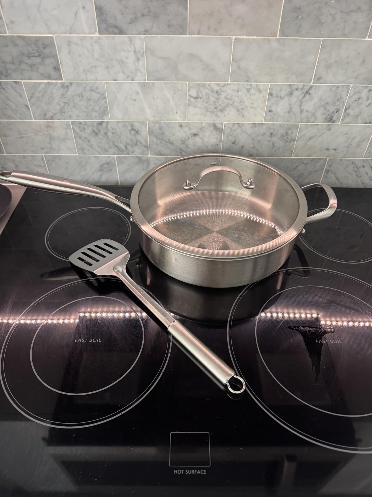 Inqibee 6 QT Tri-Ply Stainless Steel Saute Pan with Lid | Deep Frying Pan with Helper Handle | 12 Inch | Induction Compatible | Oven & Dishwasher Safe | Serves 5-7 People customer photo 1