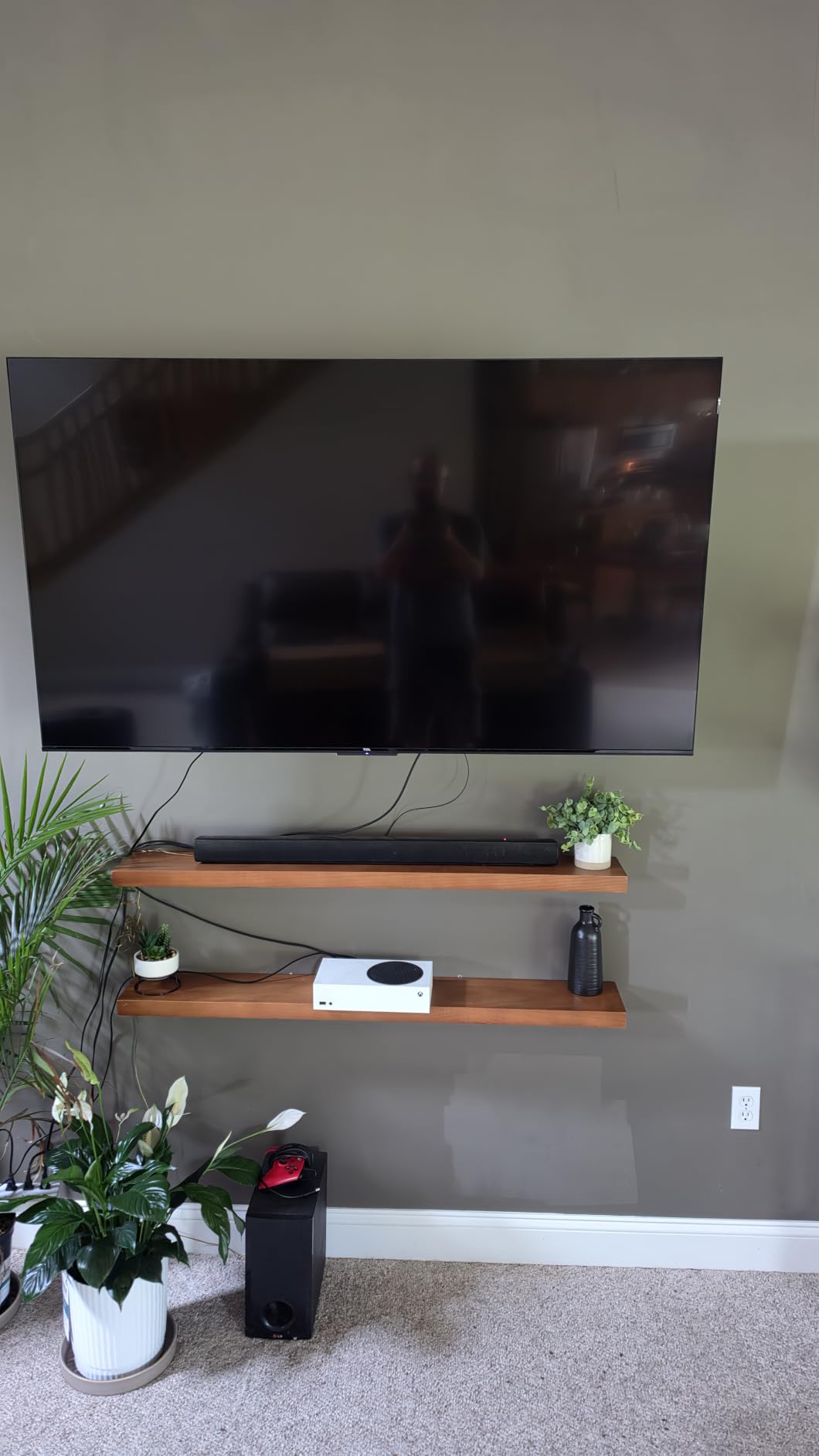 IEO Solid Wood Floating Shelves, Walnut, 48in 2tier | Natural Wood, Heavy Duty Hidden Brackets, Long Wooden Floating Shelves For Living Room, Bedroom, Kitchen, Laundry, 48W x 6.7D customer photo 1