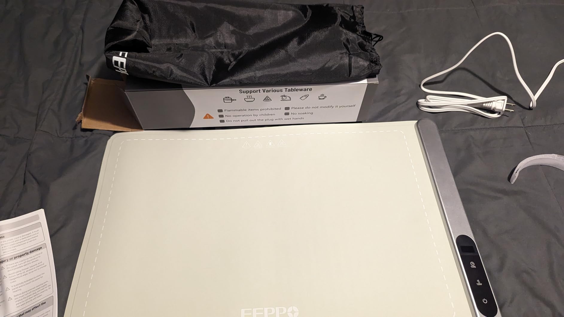 FEPPO Food Warming Mat, Upgrade High-tech Heating System, Fast Full Surface Electric Warming Tray with 6 Level Adjustable Temperature and 6 Hours Timer, Roll Up Food Warmers for Parties Buffet customer photo 2