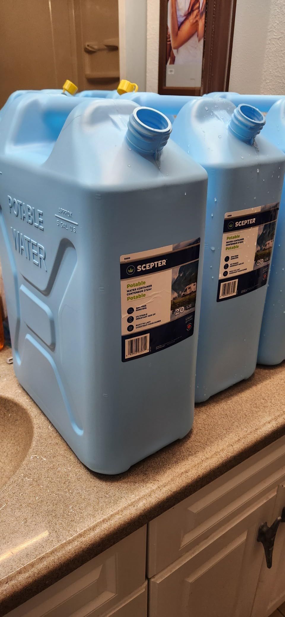 Scepter Portable Plastic Military Style Food Grade 5 Gal Water Jug Container with Reversible Spout for Camping & Emergency Storage, Blue customer photo 1