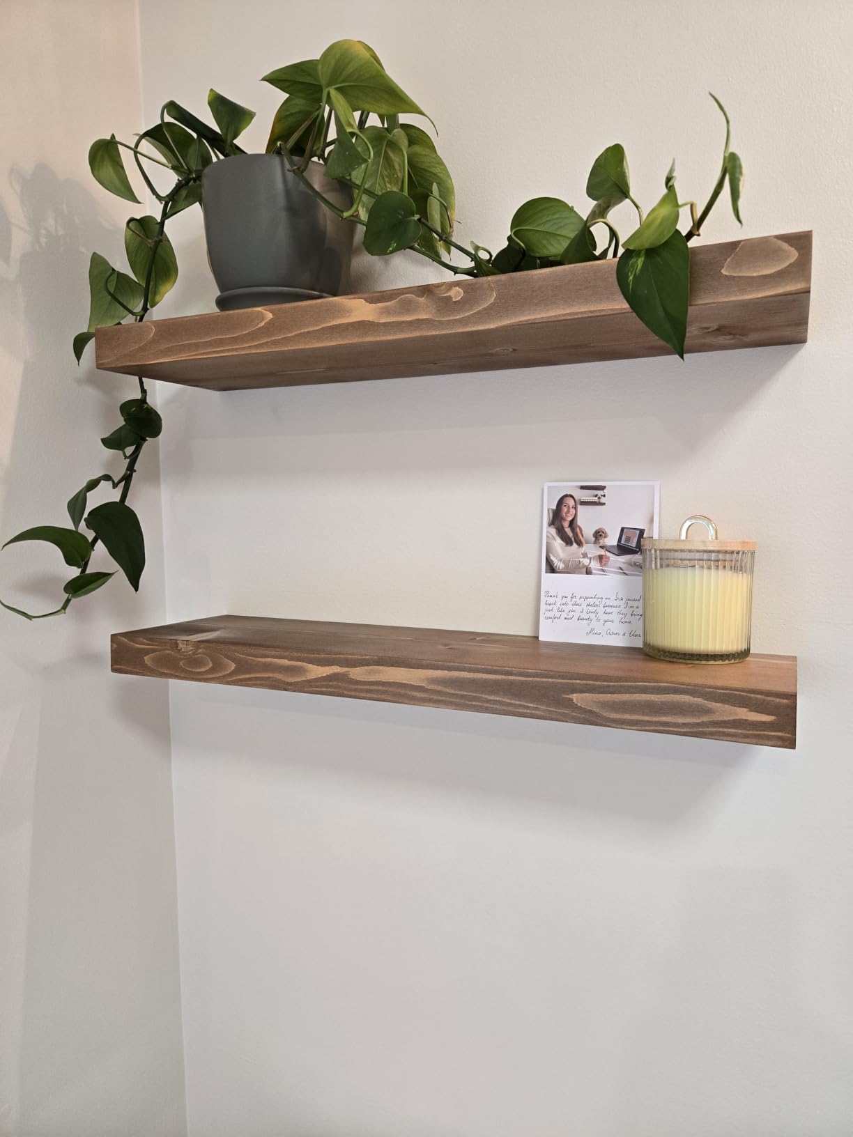 Solid Wood Floating Shelves for Wall 36 Inches Long, Black Wooden Shelf | Real Wood, 36 Inch, Heavy Duty, Wall Mounted, Bathroom Shelves Large, Bedroom Kitchen, Black Finish, 36W × 6.7D, Set of 2 customer photo 2