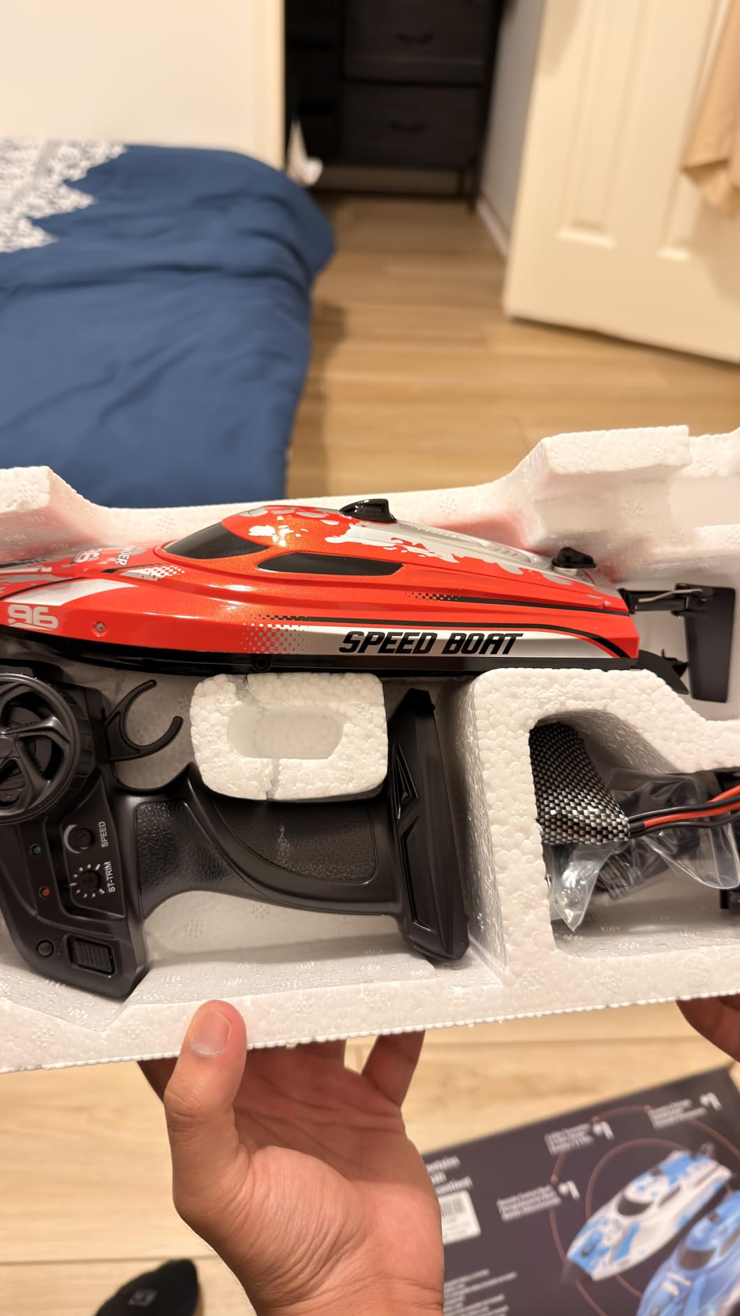 BEZGAR RC Boat, 12 inch Remote Control Boat for Kids and Adults, 25 KPH Fast RC Speed Boats with 700mAh Battery, Ideal Waterproof Toy Boats for Lakes & Pools - TX126 Red customer photo 1