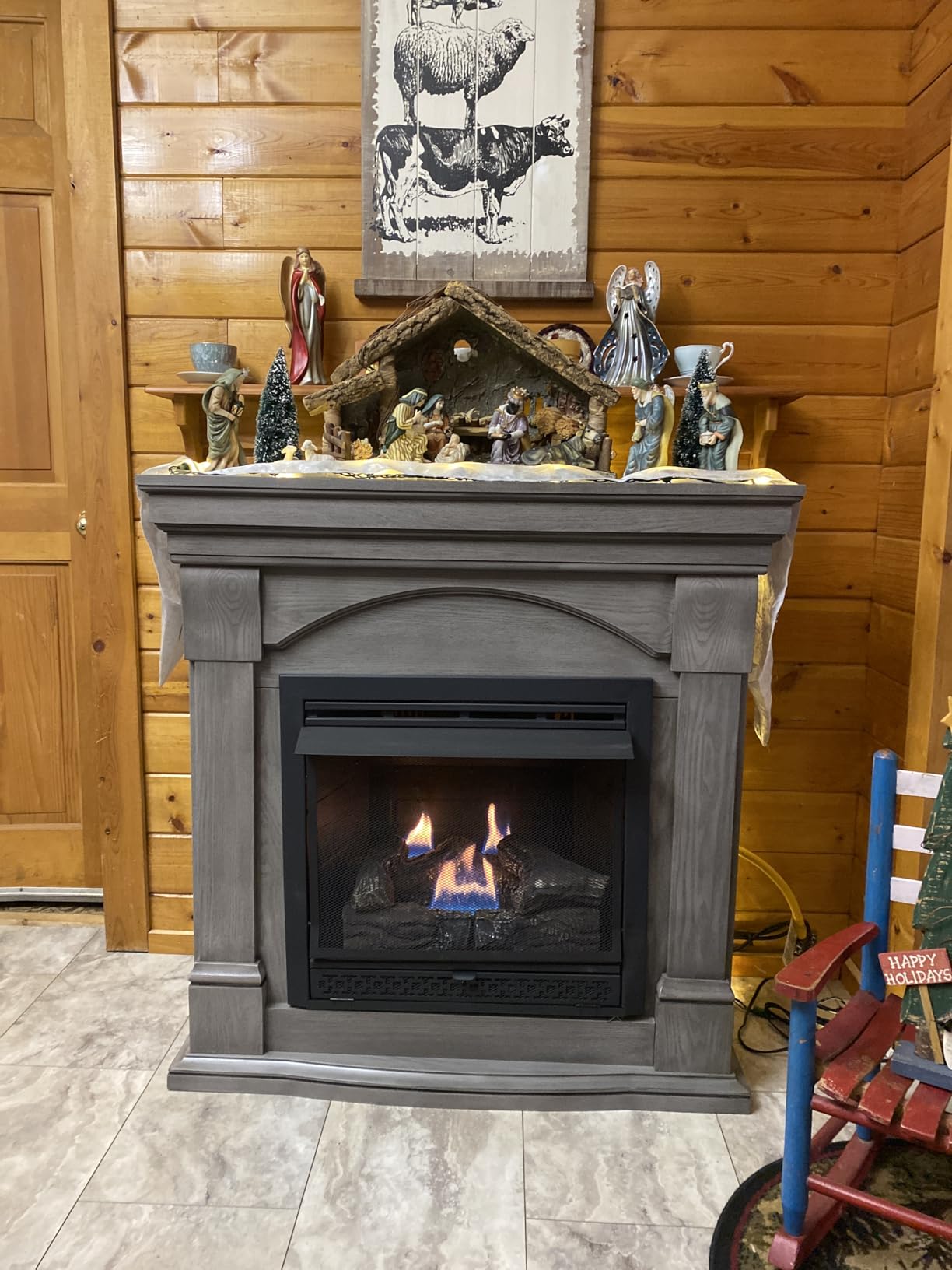Comfort Glow Dual Fuel Ashen Grey Vent Free Fireplace, 33000 BTU - GFD4605R | Natural Gas or Liquid Propane Fireplace, Thermostatic Remote, Heats up to 1,200 sq ft Area, Electronic Spark Ignition, ODS customer photo 2
