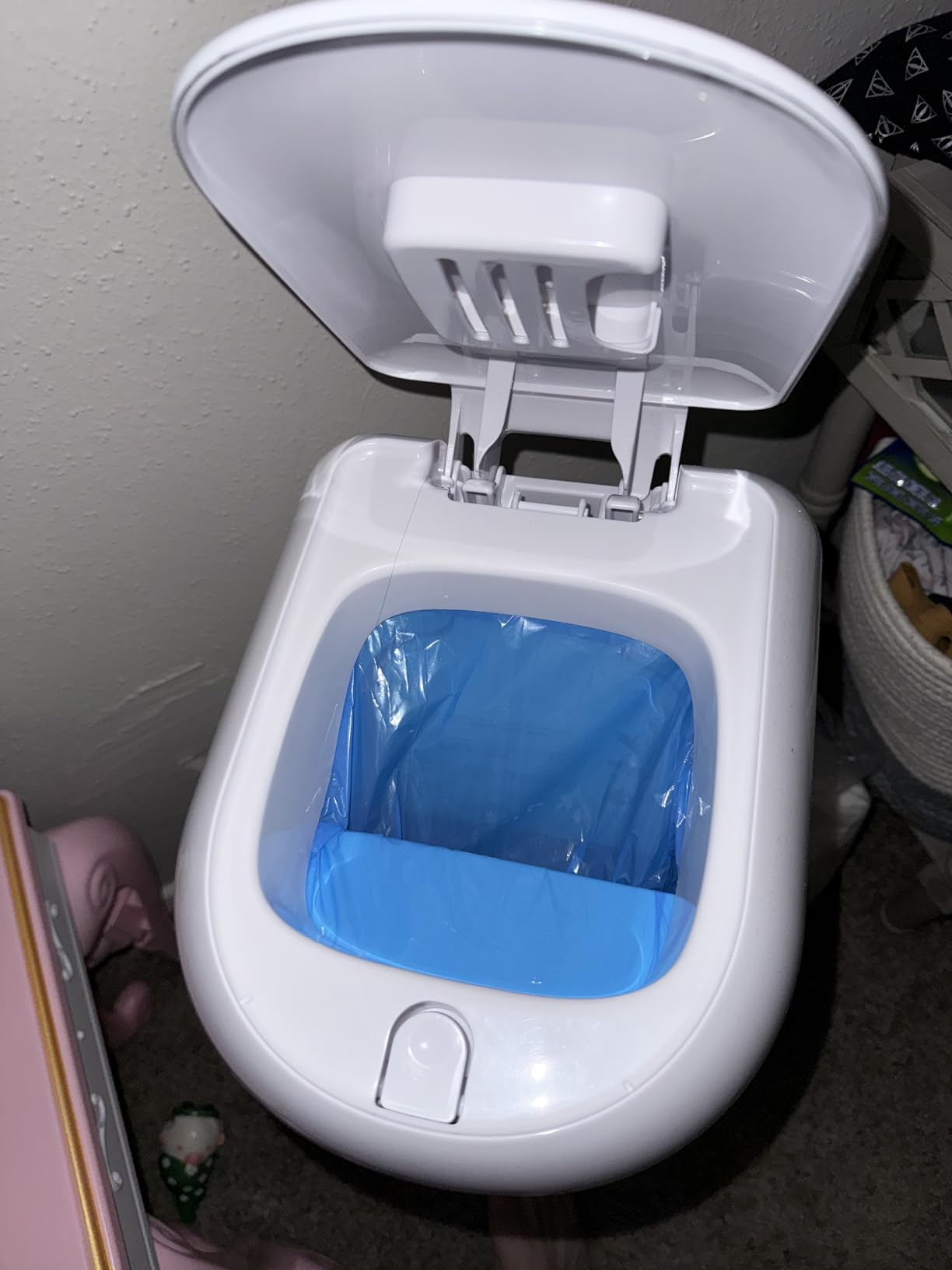 Diaper Genie Platinum Diaper Pail Gift Set - Hands-Free Odor Control with Foot Pedal, Stainless Steel Baby Diaper Pail, Includes 2 Easy Roll Refills 48 Bags Total customer photo 2