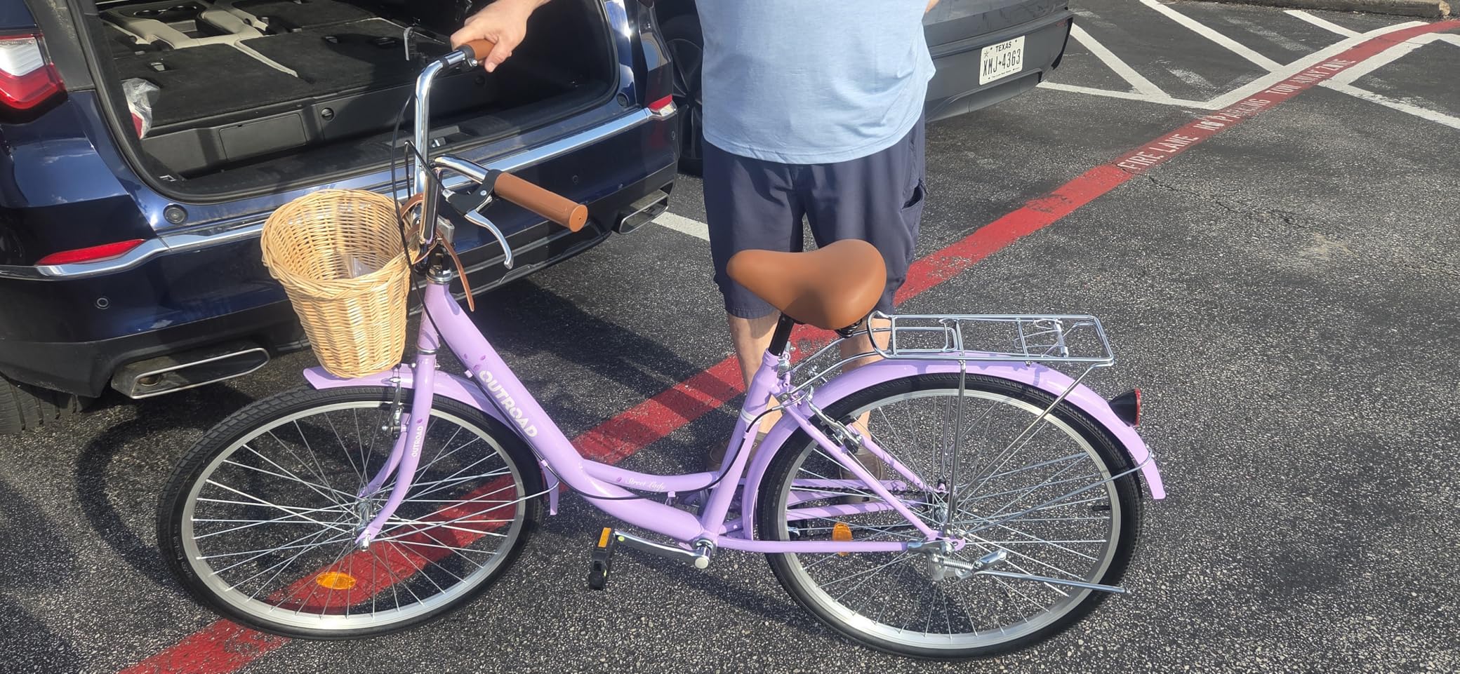 Max4out Women Bike Beach Cruiser Bike for Adult, 24 & 26 Inch Comfort Bikes with Rattan Front Basket, Womens Bicycle with Adjustable Seat and Dual V-Brake (Pink & White & Green & Purple & Black) customer photo 2