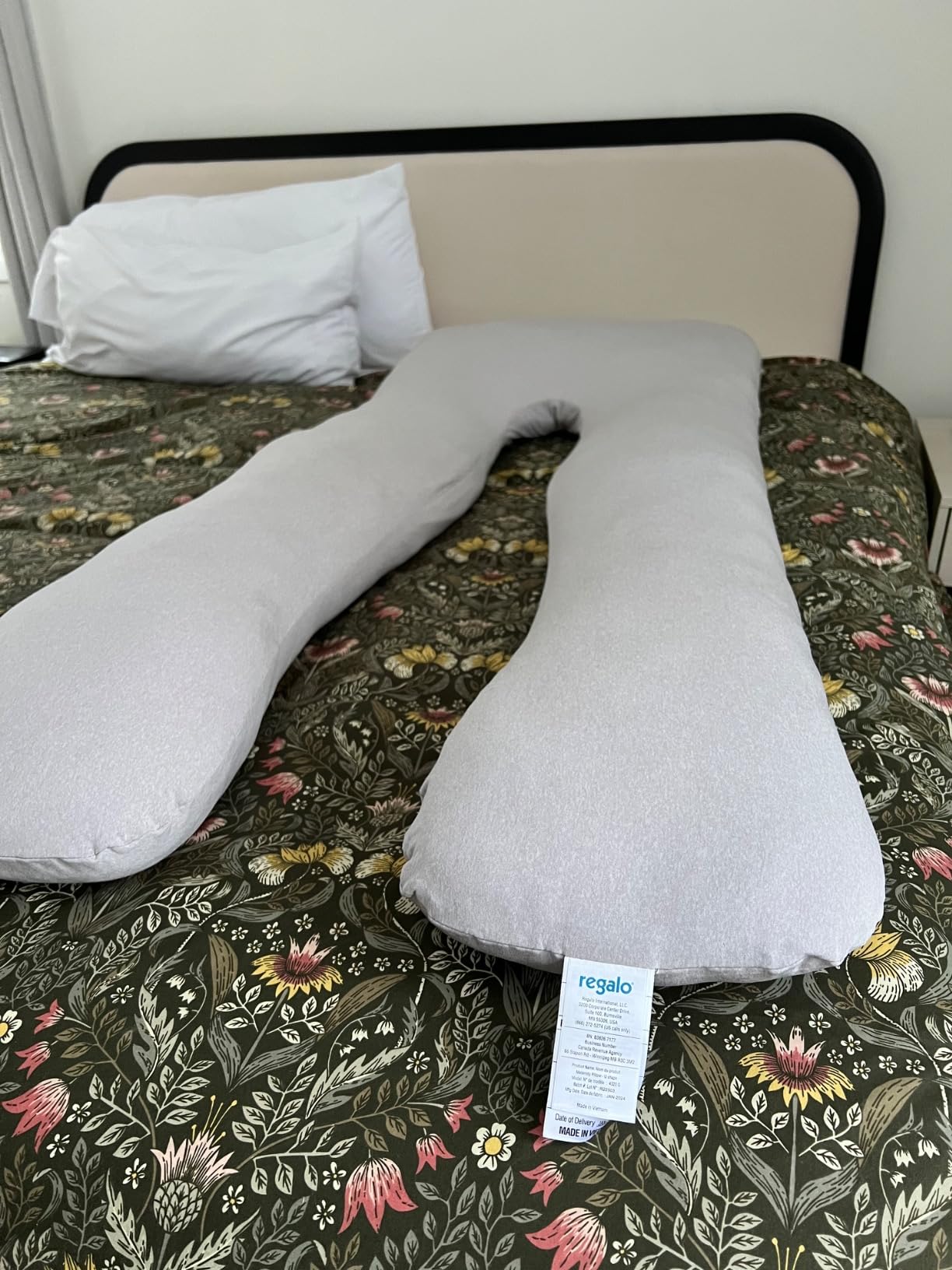 Regalo C Shaped Pregnancy Pillow for Sleeping, Full Body Maternity Pillow with Removable Cover, Support for Back, Belly, Hips & Legs, Body Pillow for Side Sleepers, Gray customer photo 1