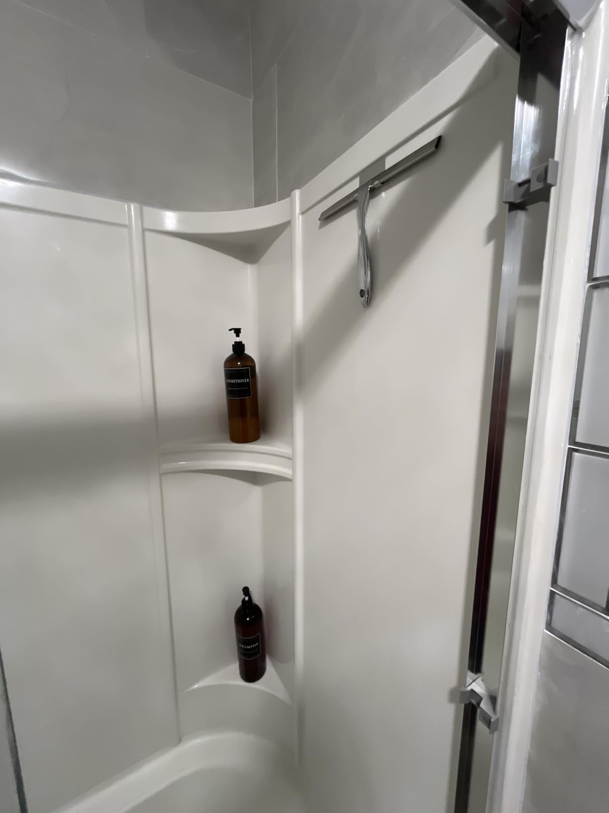 2pcs Shower Squeegee for Glass Doors with Adhesive Hanging Hook Set | 10