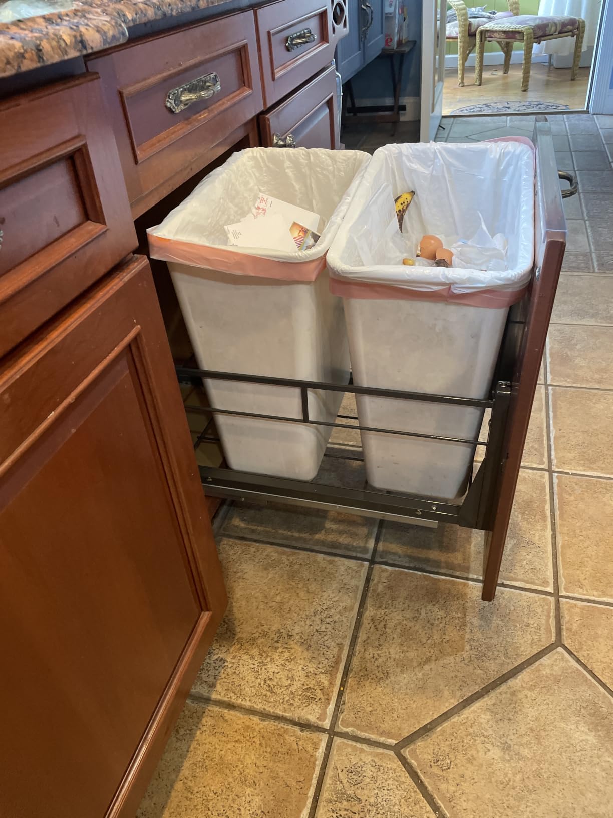 YJHome Pull Out Trash Can Under Cabinet with Soft-Close Slides, Garbage Can Not Included, Cabinet Trash Can Pull Out Kit with Door Mounting Kit, Requires Minimum Cabinets Opening 17