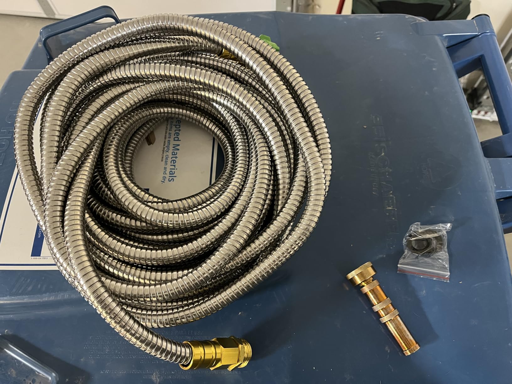 UNCO- Stainless Steel Metal Hose with 4 Function Brass Nozzle, 50 ft, No Kink, Metal Garden Hose customer photo 2