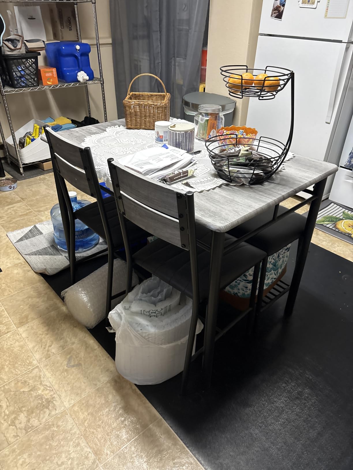IRONCK Dining Table Set for 4, Kitchen Table with Upholstered Bench and 2 Chairs, Kitchen Table and Chairs Set for Small Space, Apartment, Gray customer photo 1