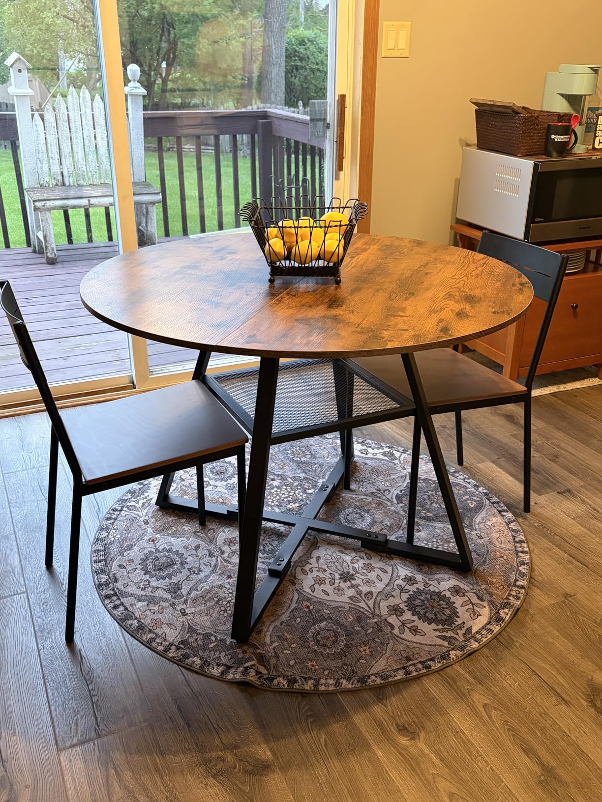 Jocoevol Round Dining Table for 4, Kitchen Dining Room Circle Dinner Pedestal Table, Space Saving Wood Kitchen & Dining Room Furniture (Vintage, 47In) customer photo 2