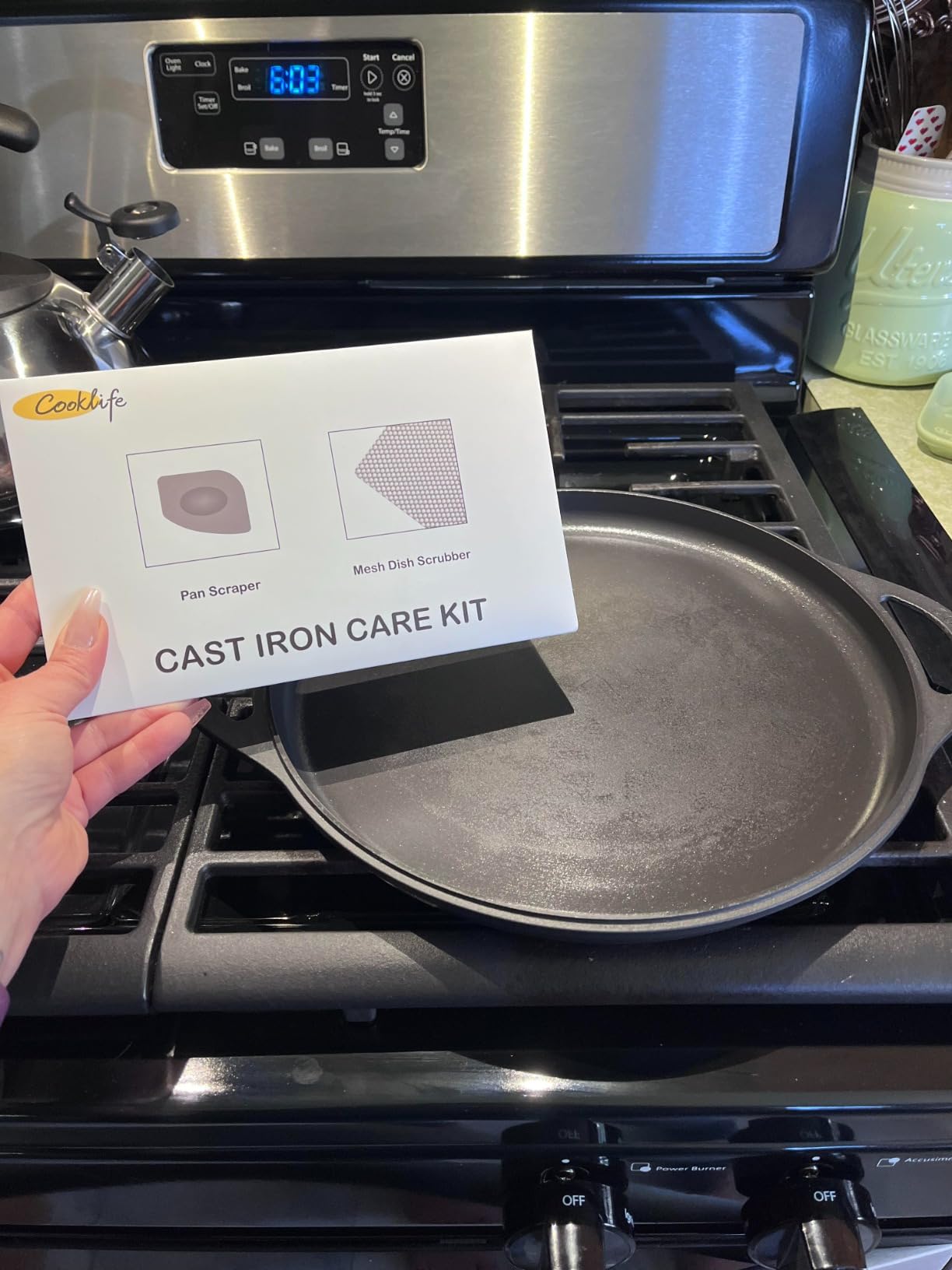 COOKLIFE 12inch Lightweight Pre-Seasoned Cast Iron Griddle Smooth Grill Pan | Non-Stick Polished Flat Pan Use with an Oven, Stove, Grill, or Campfire, Handcrafted, PFAS-Free, Non-Toxic, Easy to Clean customer photo 1