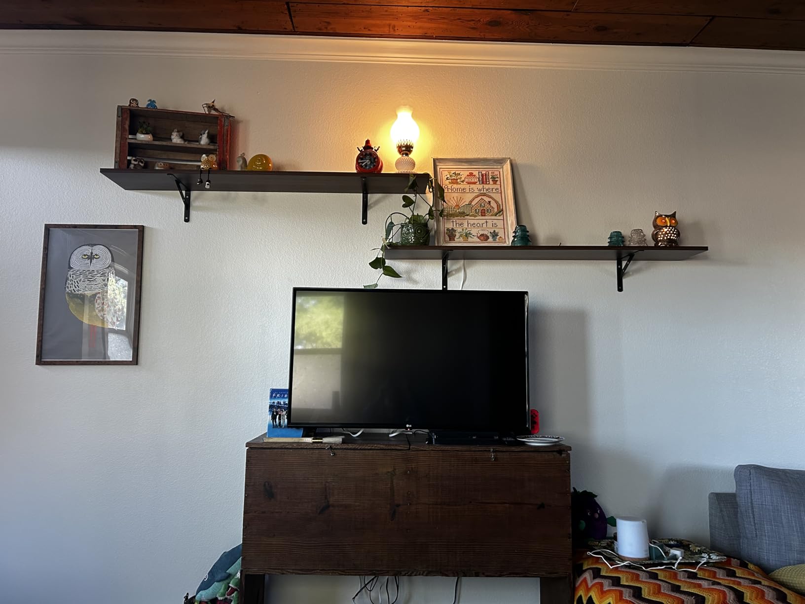 36 inch Long 10 inch Deep Floating Shelves for Wall Set of 2, Large Open Shelves Wall Mounted, Space Saving Home and Commercial Use, Walnut customer photo 2